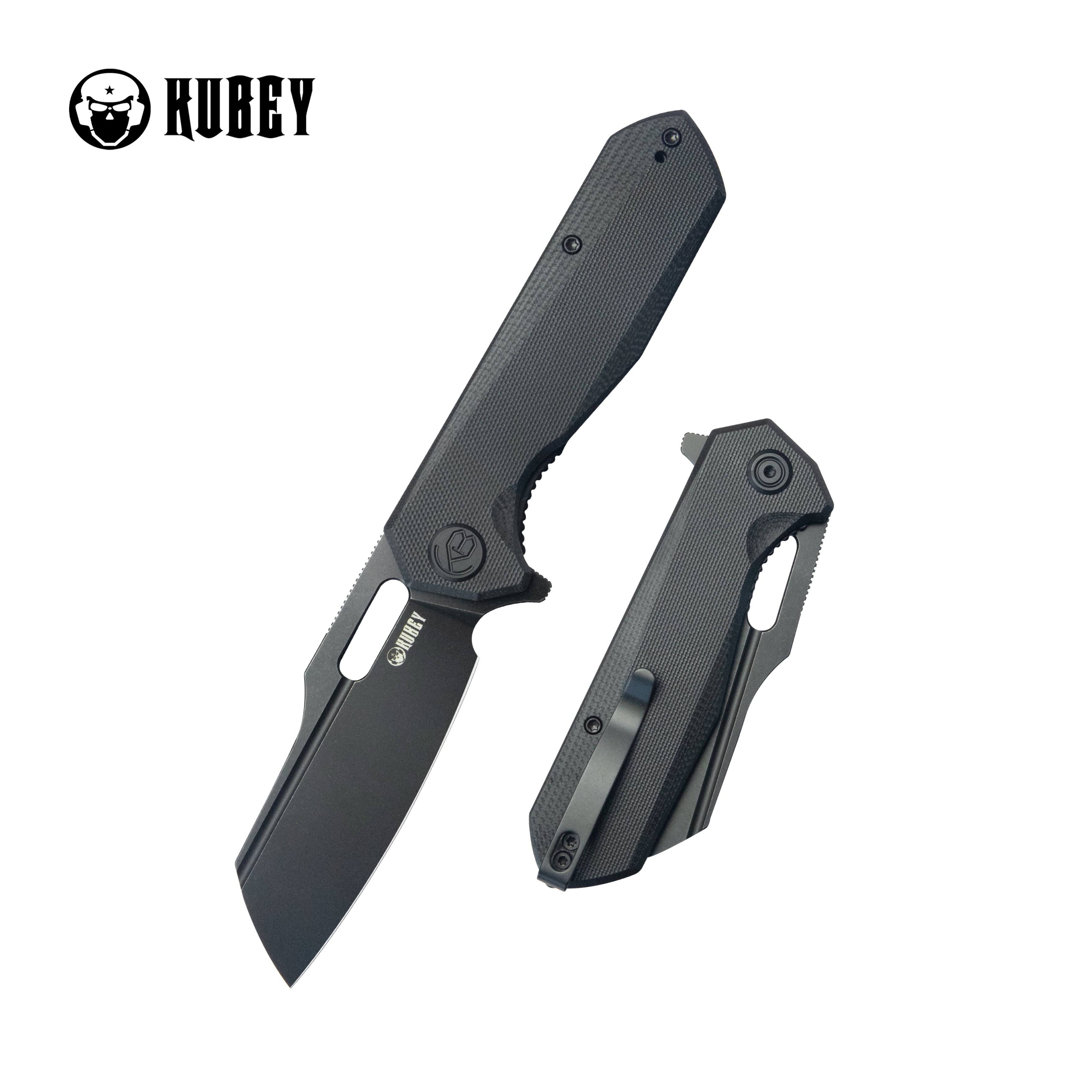 Kubey Atlas Liner Lock Folding Knife Black G10 Handle 3.31" Blackwash 14C28N KU328G