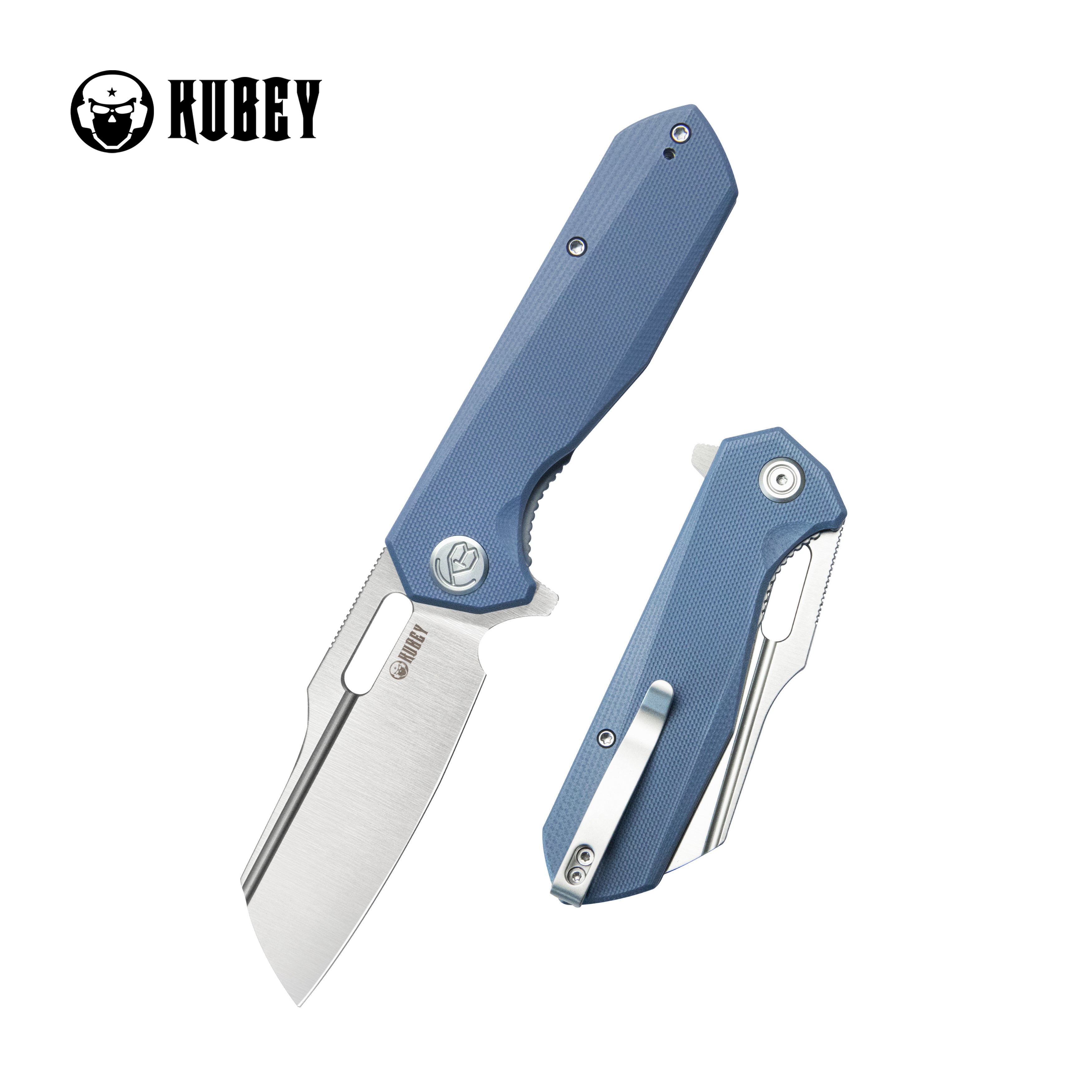 Kubey Atlas Liner Lock Folding Knife Blue G10 Handle 3.31" Satin 14C28N KU328H