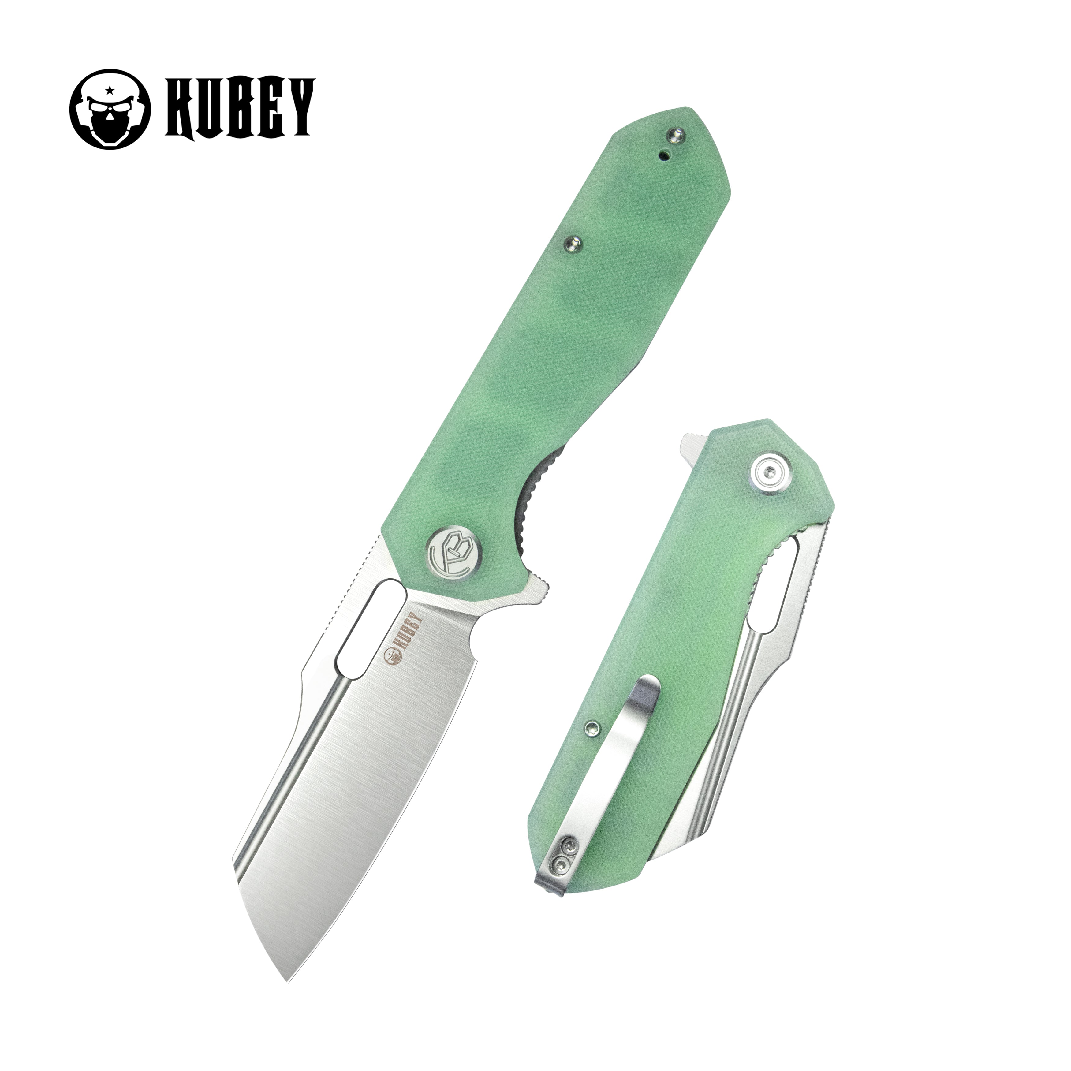 Kubey Atlas Liner Lock Folding Knife Jade G10 Handle 3.31