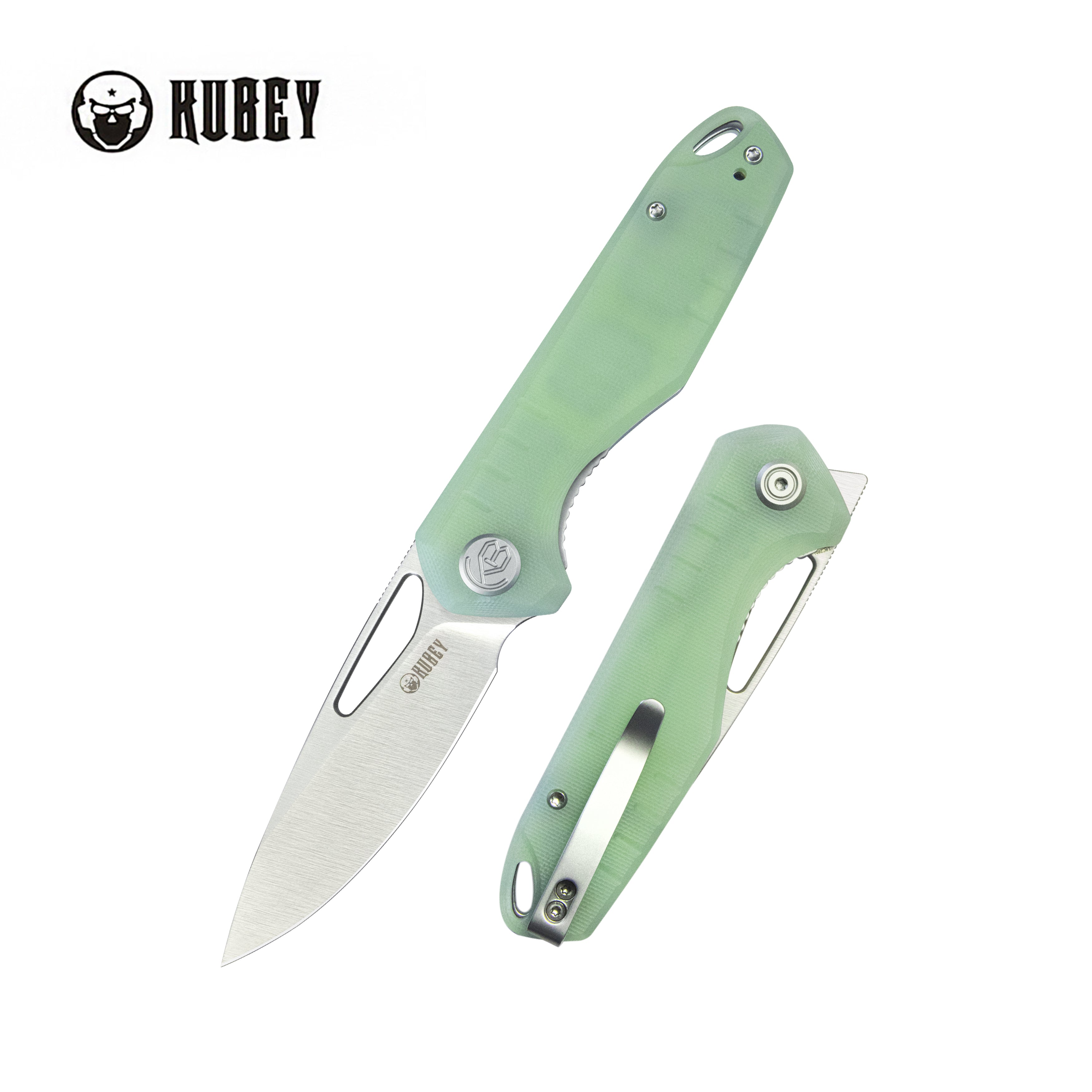 Doris Liner Lock Front Flipper Folding Knife Jade G10 Handle 3.27" Satin Finish 14C28N KU324F
