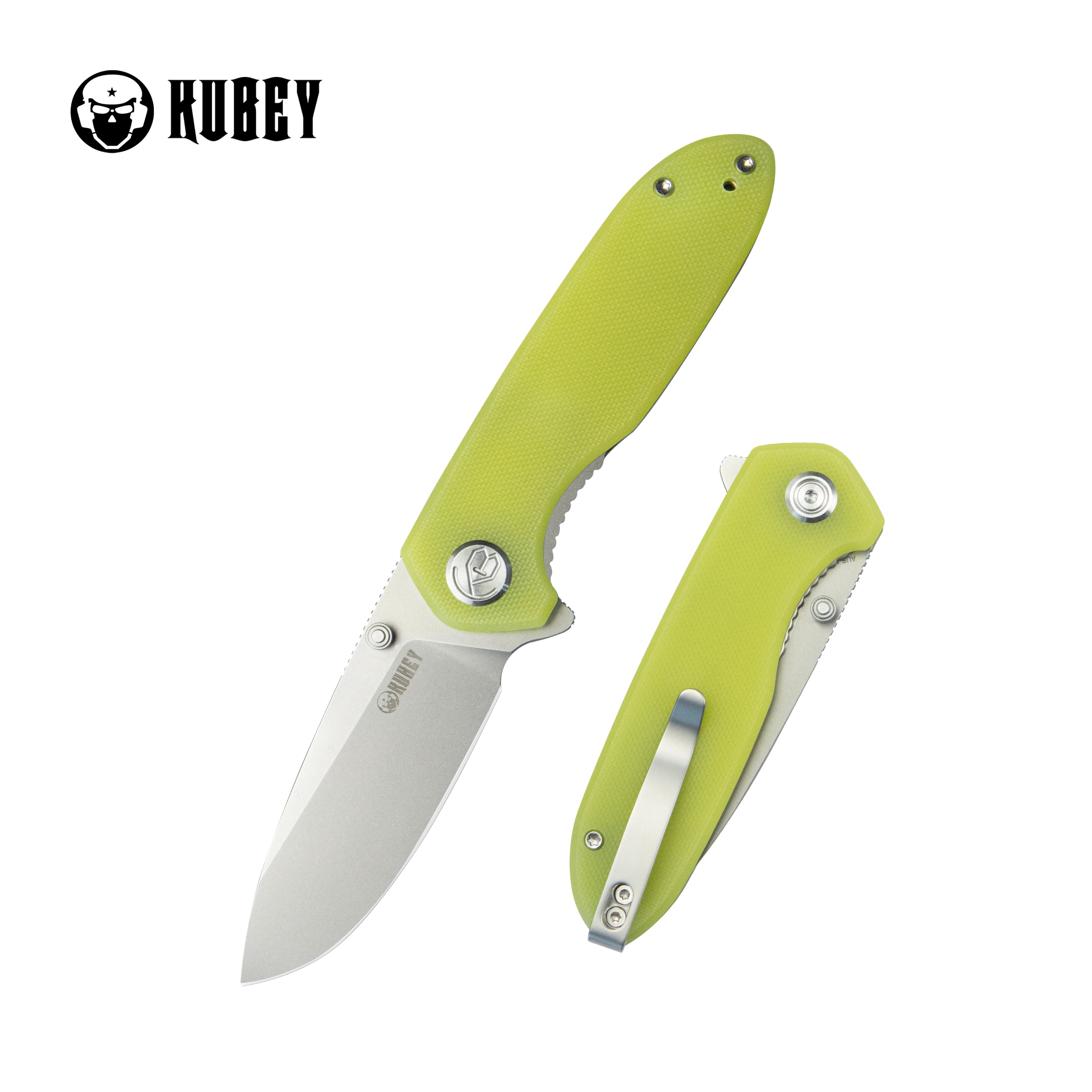 Belus Thumb Stud Everyday Carry Pocket Knife Translucent Yellow G10 Handle 2.95" Bead Blasted AUS-10 Blade KU342D