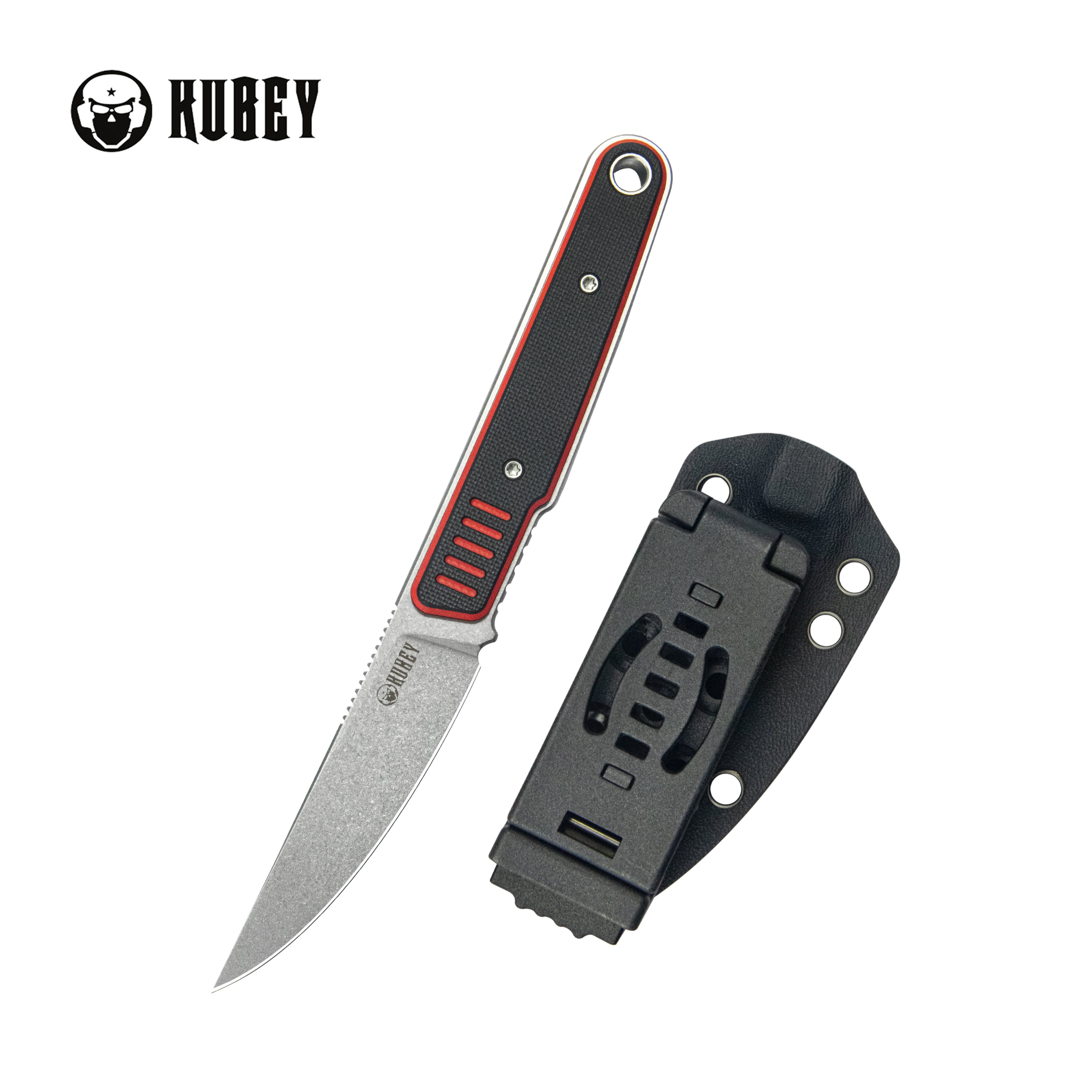Kubey JL Kwaiken Fixie Every Day Carry Fixed Blade Knife Red Black G-10 3.11'' Beadblast 14C28N KU355A