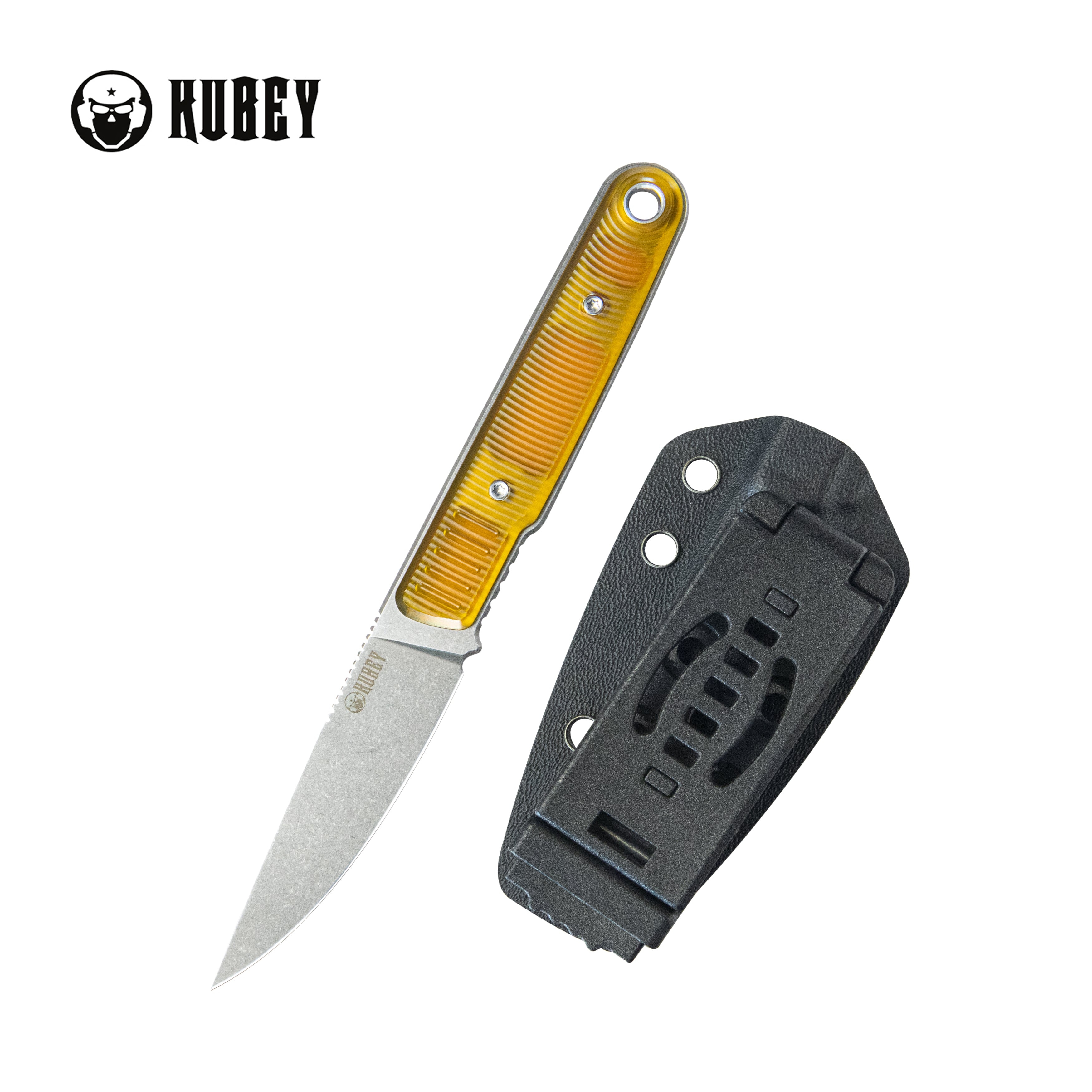 Kubey JL Drop Point Fixie Every Day Carry Fixed Blade Knife Ultem 3.11'' Drop Point Beadblast 14C28N KU356C