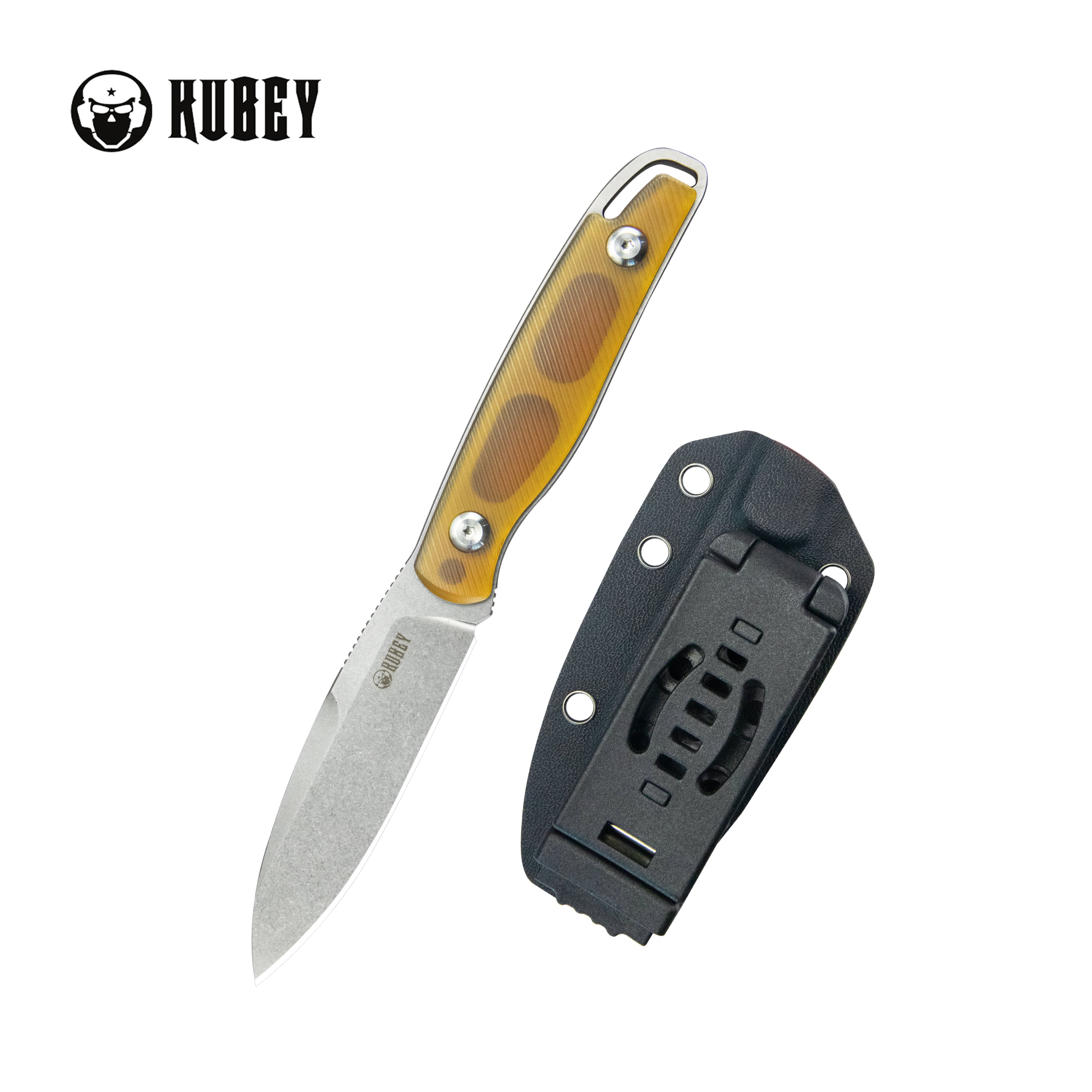 Kubey Dust Devil Utility Knife Fixed Blade Knives Ultem 3.23'' Beadblast 14C28N KU357C
