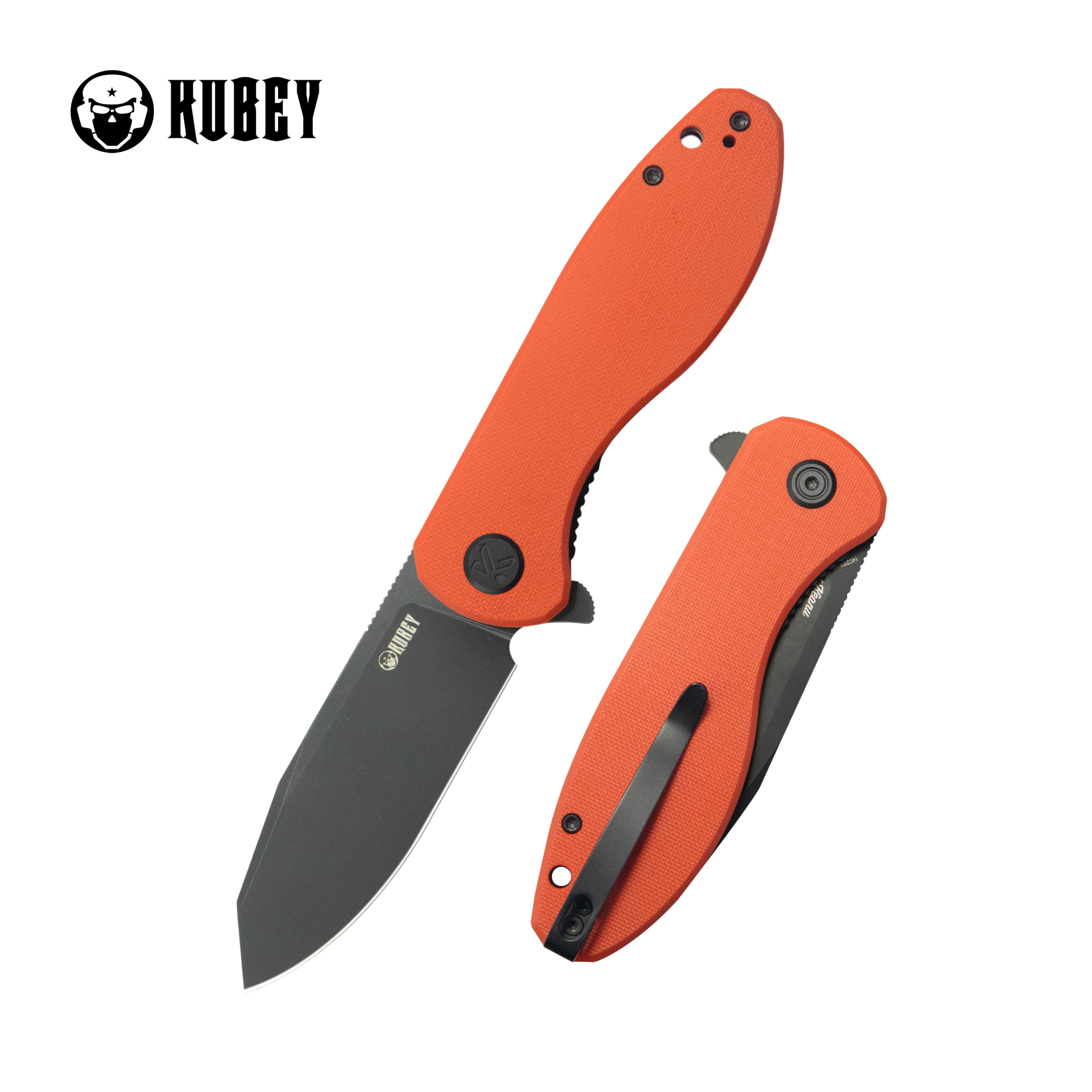 Master Chief Outdoor Folding Pocket Knife Orange G10 Handle 3.43" Blackwash 14C28N KU358O