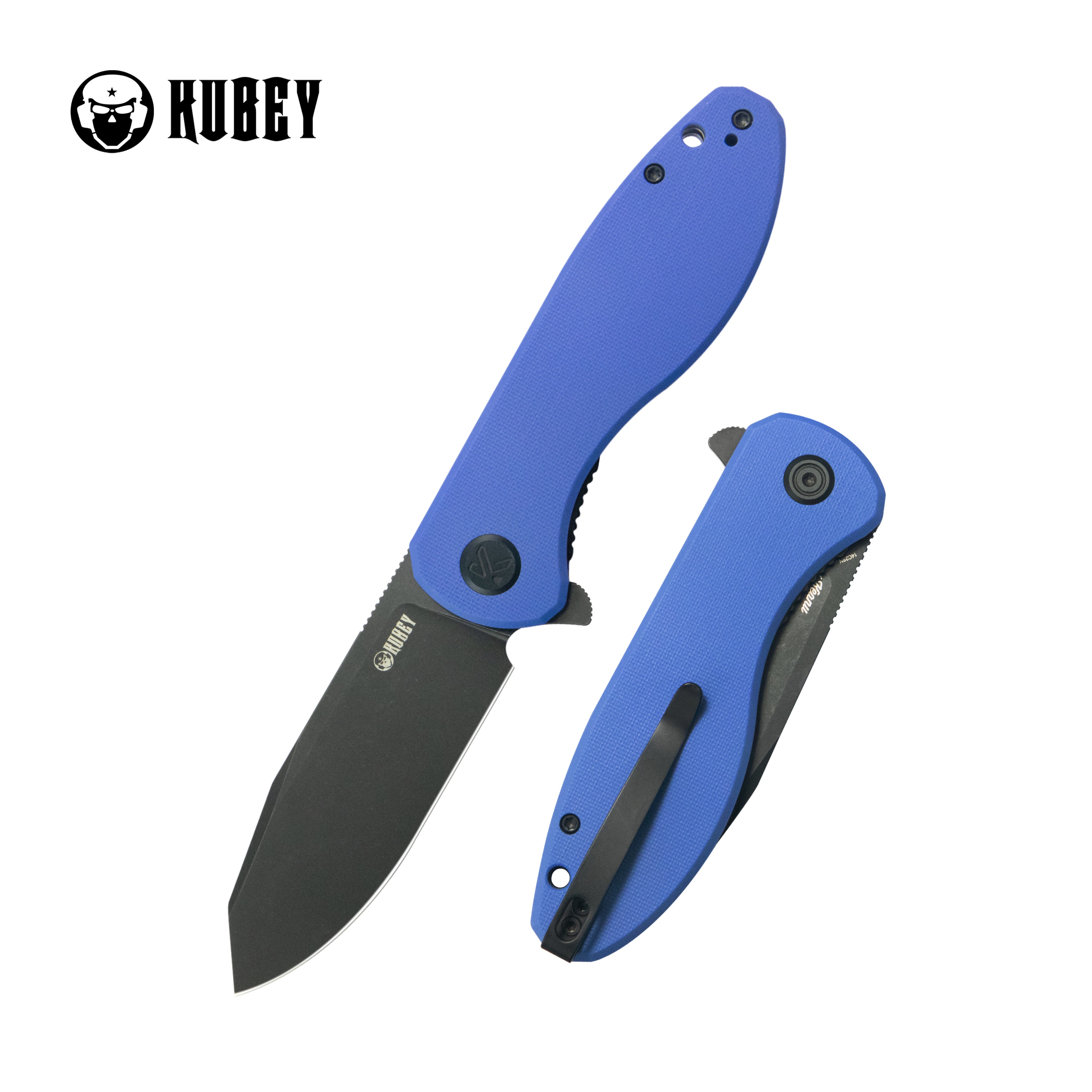 Master Chief Outdoor Folding Pocket Knife Blue G10 Handle 3.43" Blackwash 14C28N KU358P