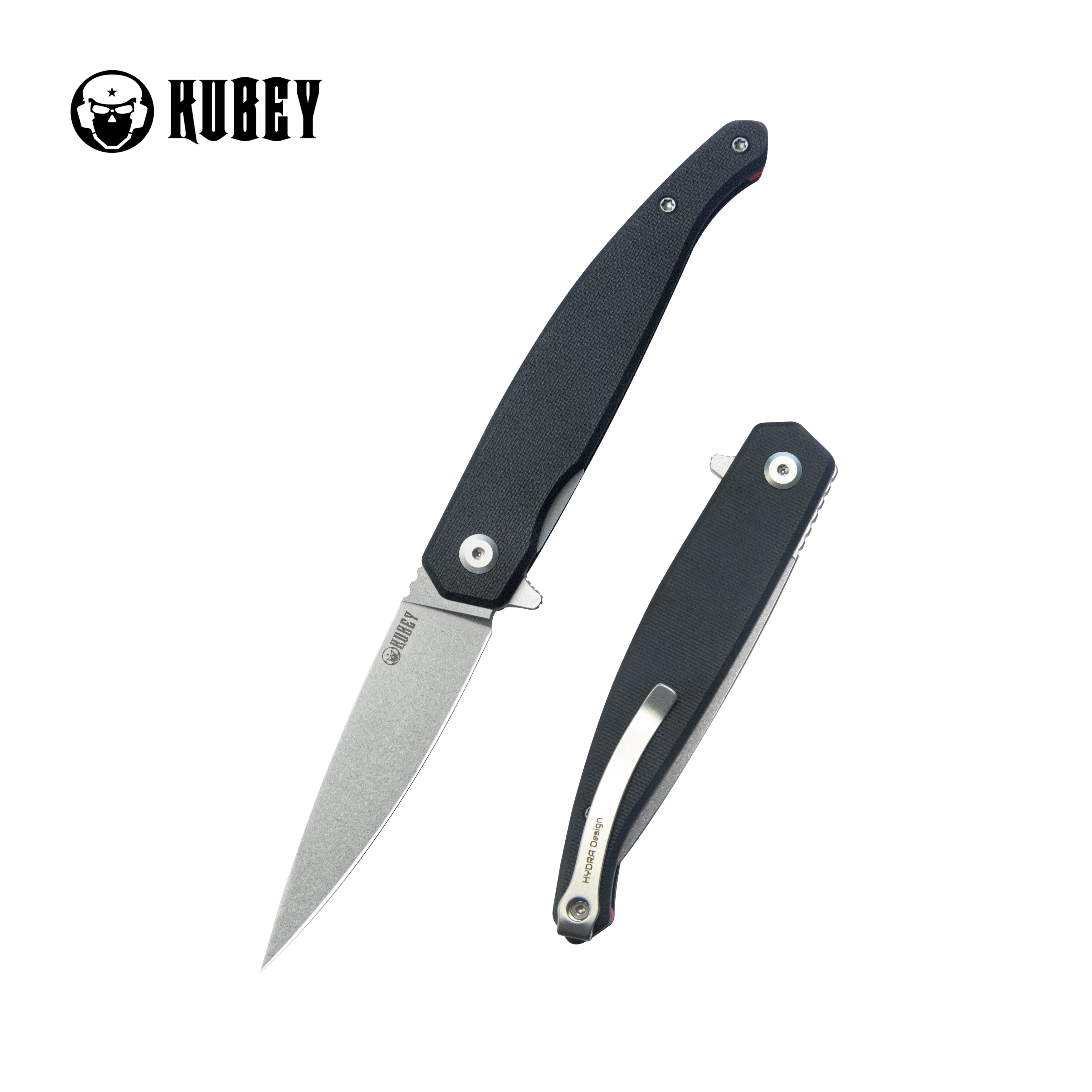 Kubey MOS Outdoor Flipper Folding Knife Black G-10 Handle 3.27