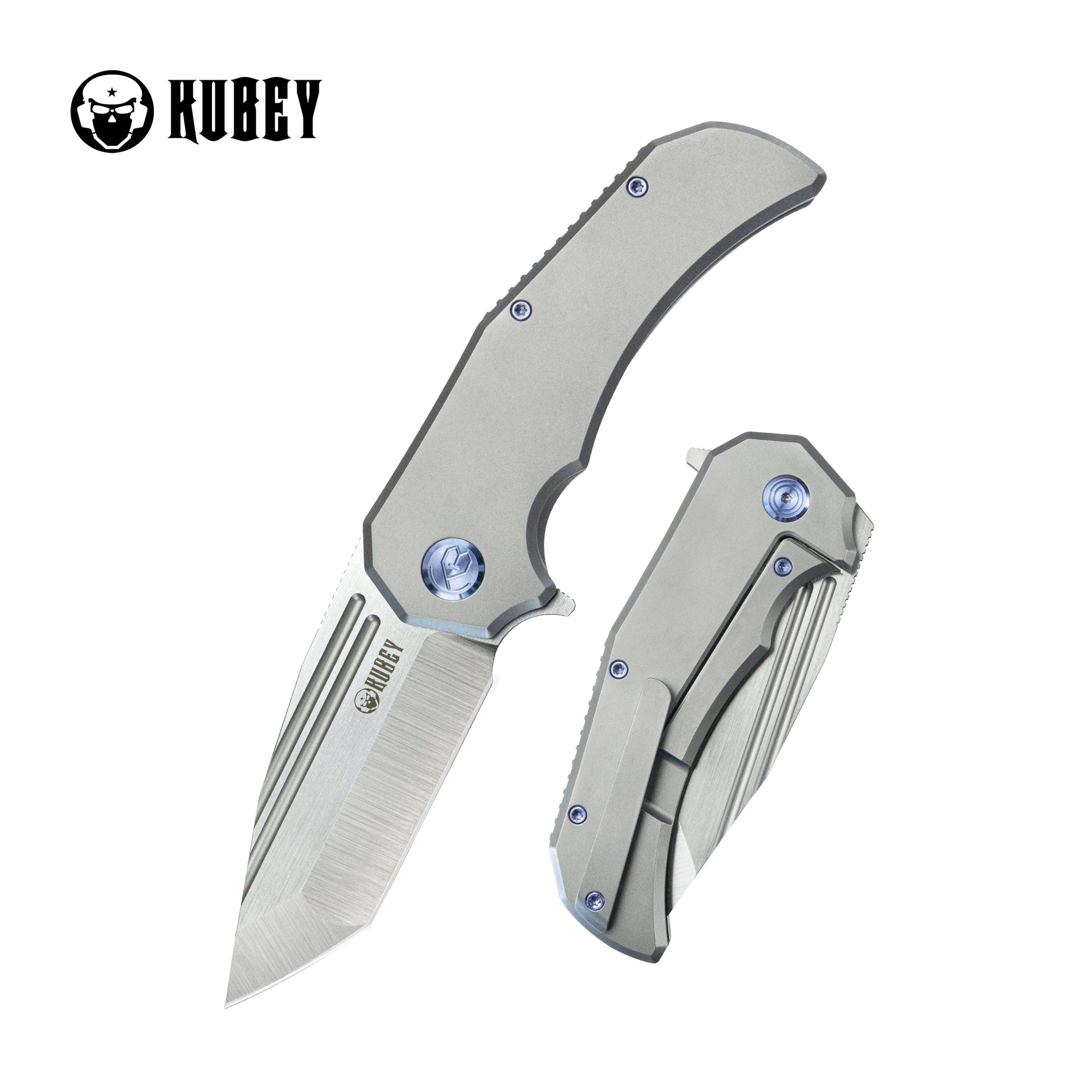 Mikkel Willumsen Design Bravo one Tanto Outdoor Folding Camping Knife Gray Ti Handle 3.39" Belt Satin Boher M390 KB366A