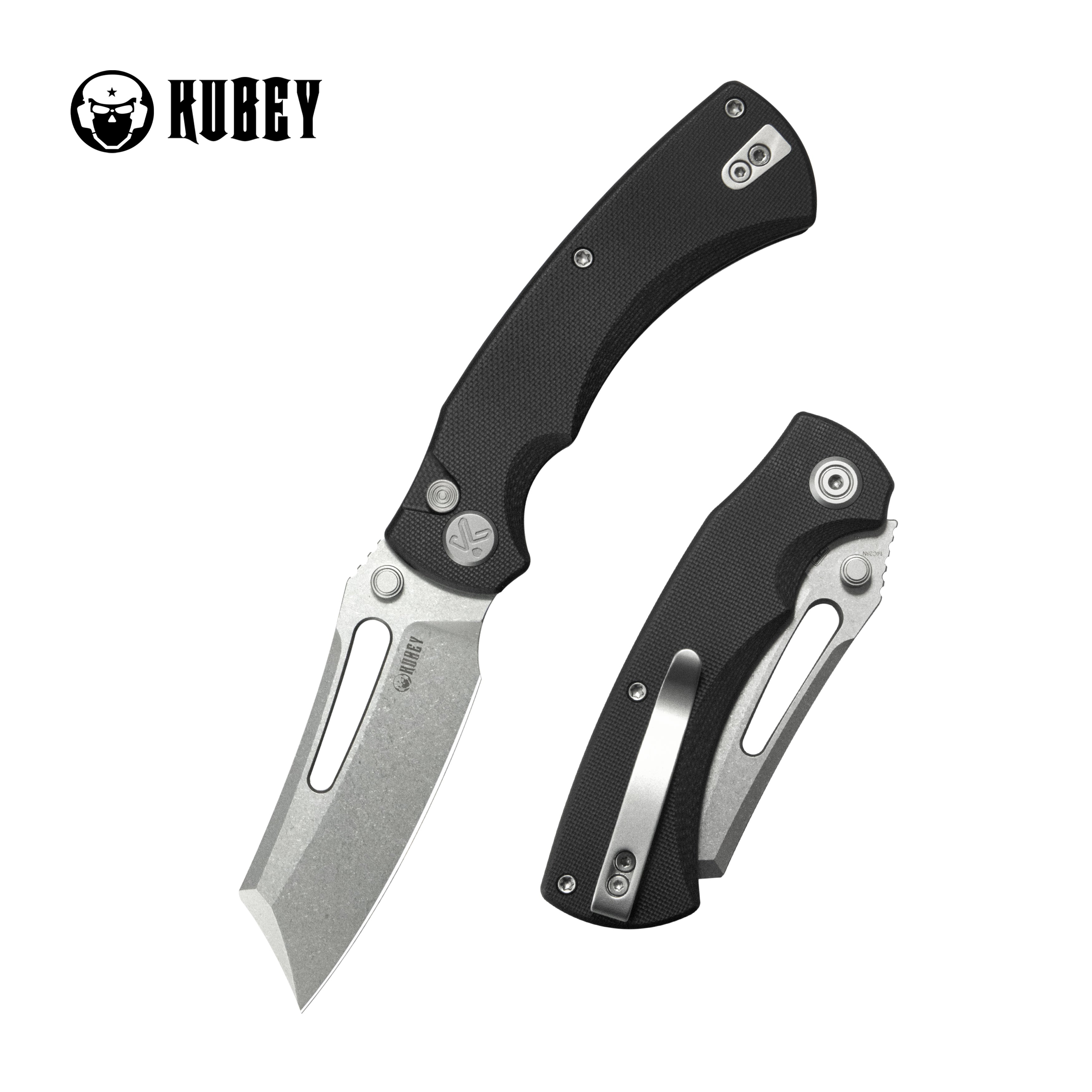 Kubey Dheo EDC Folding Knife Black G-10 Handle 3.15" Beadblast Sandvik 14C28N Blade Knife KU378A