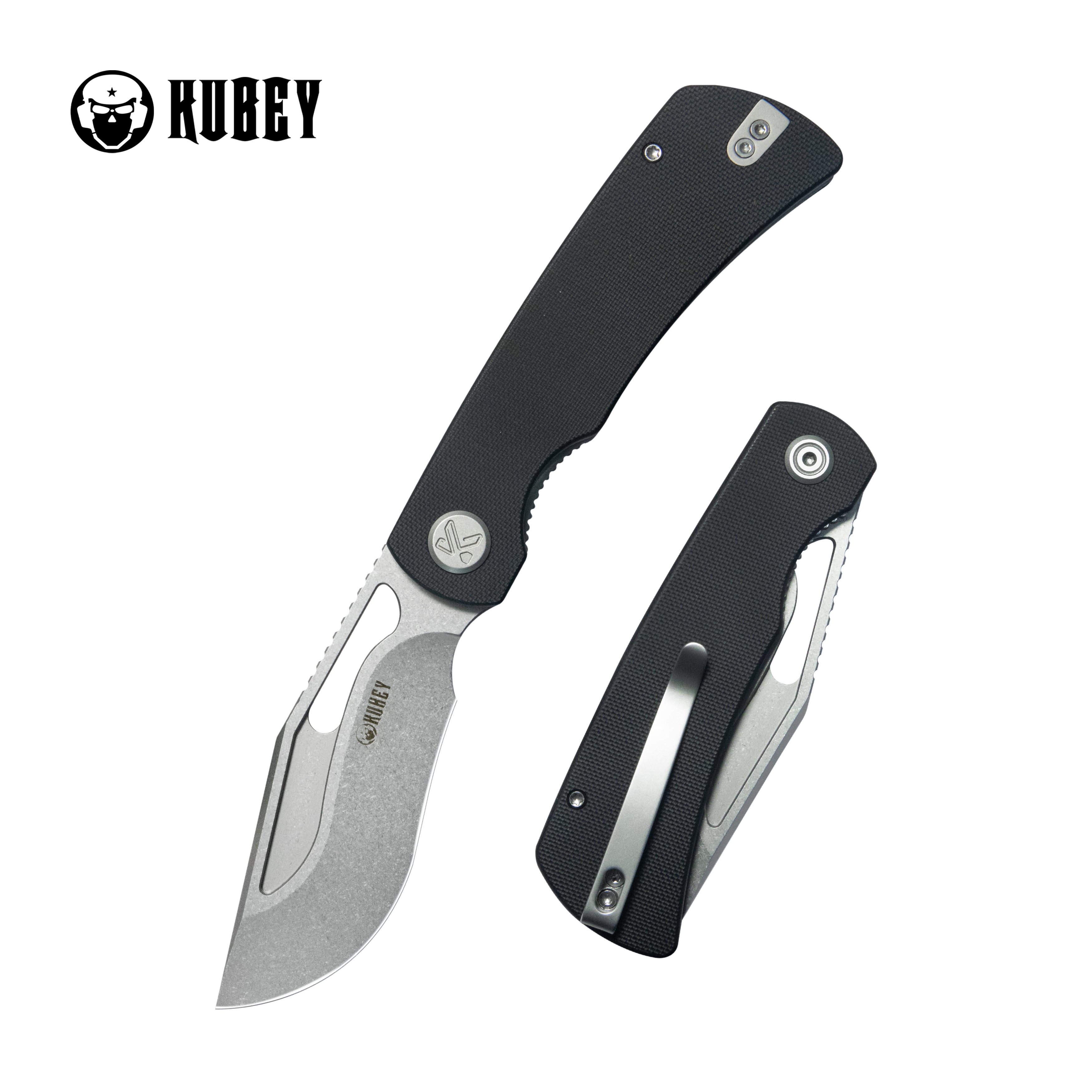 Kubey Gurkha EDC Folding Knife Black G-10 Handle 3.50" Beadblast Sandvik 14C28N Blade Knife KU397A