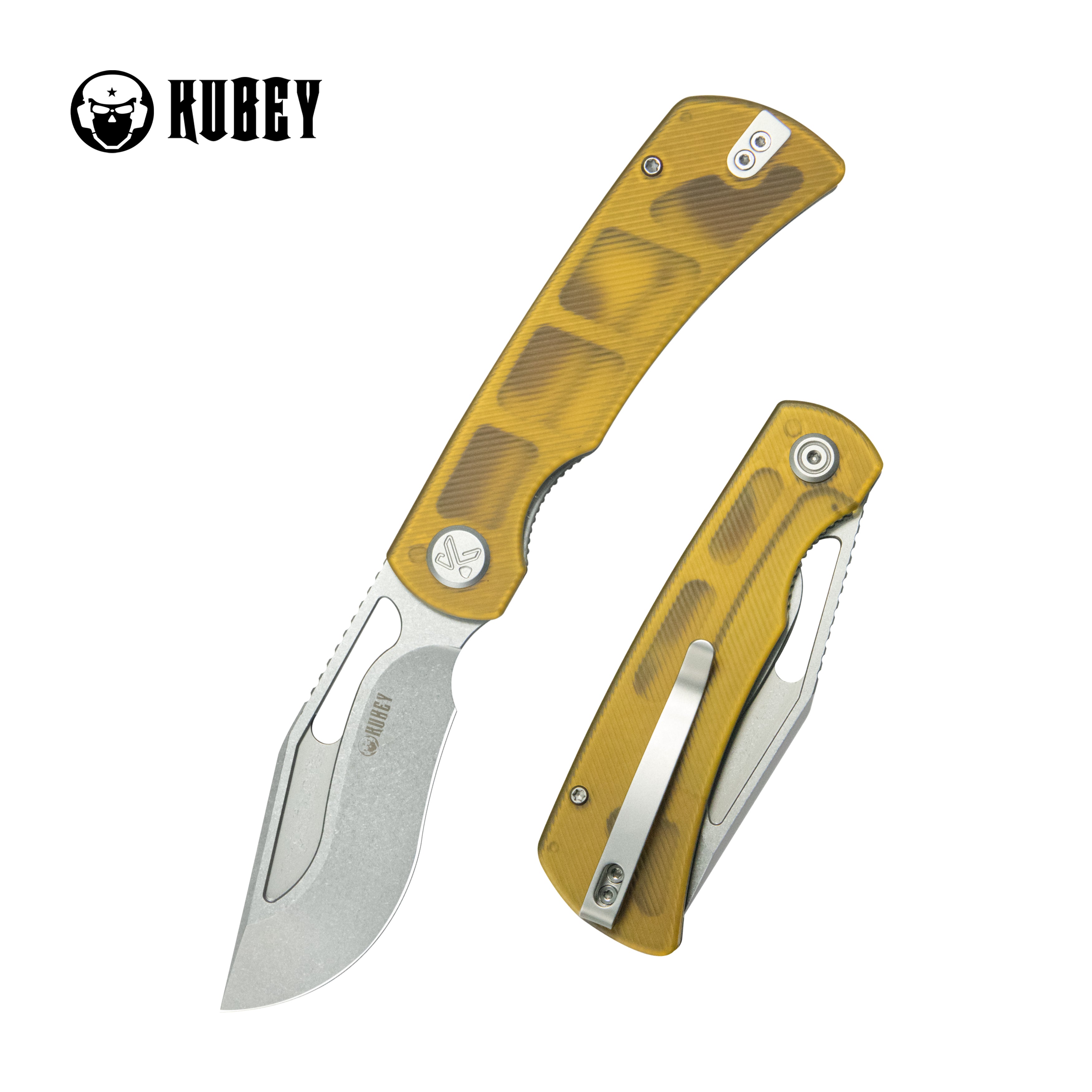 Kubey Gurkha EDC Folding Knife Ultem Handle 3.50" Beadblast Sandvik 14C28N Blade Knife KU397C