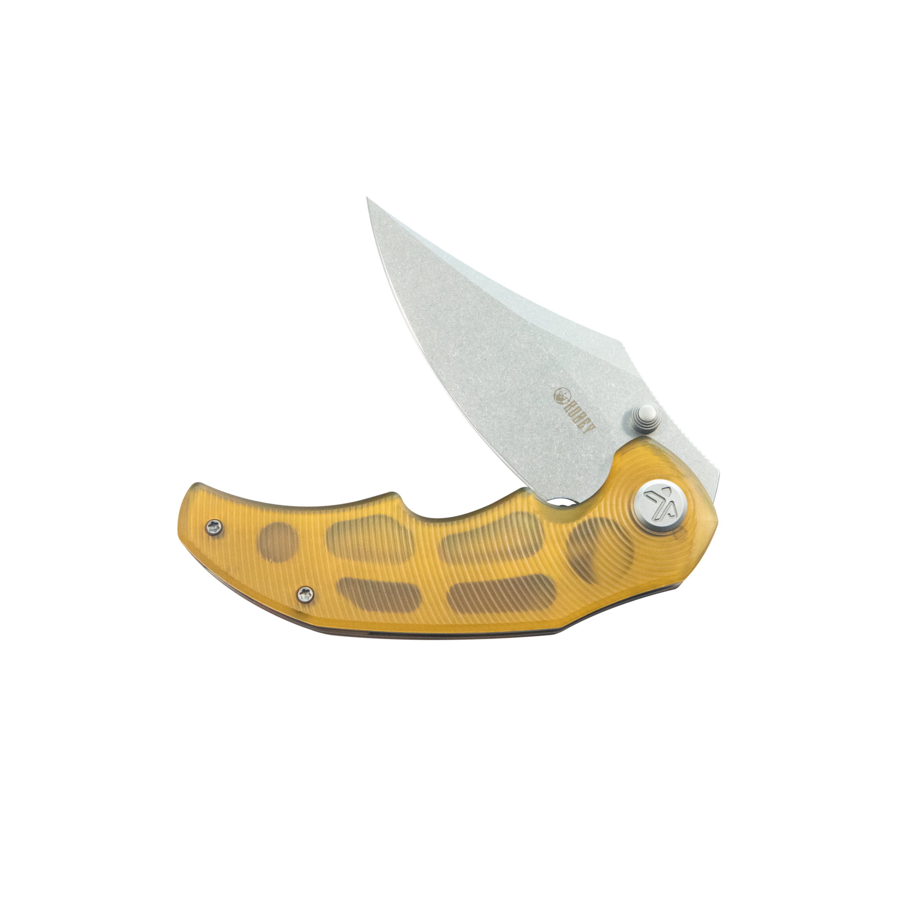Kubey Ceto Flipper Camping Folding Knife Ultem Handle 3.46" Stonewash 14C28N Blade KU181C