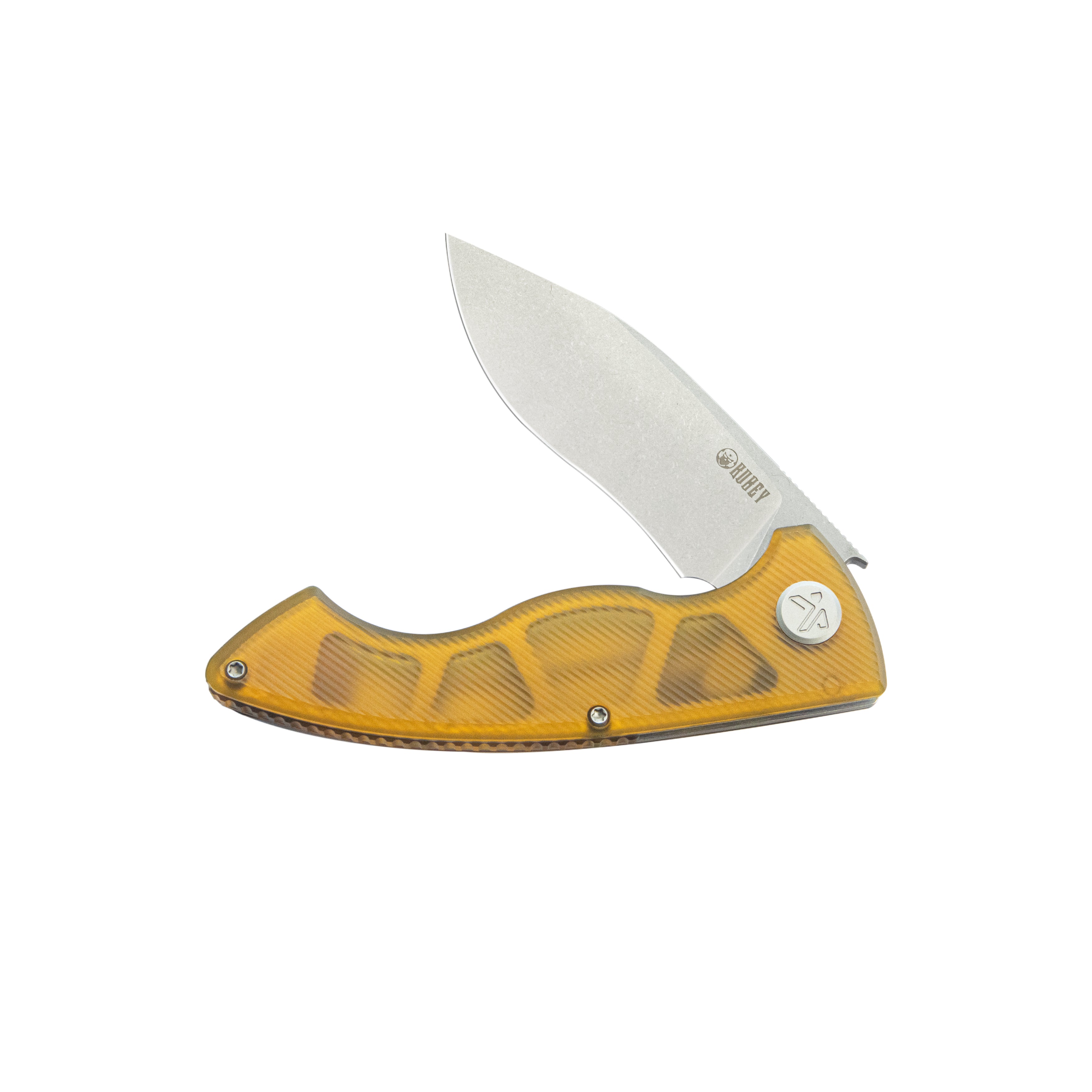 Kubey Timberwolf Flipper Outdoor Folding Knife Ultem Handle 3.46" Stonewash 14C28N Blade KU208E
