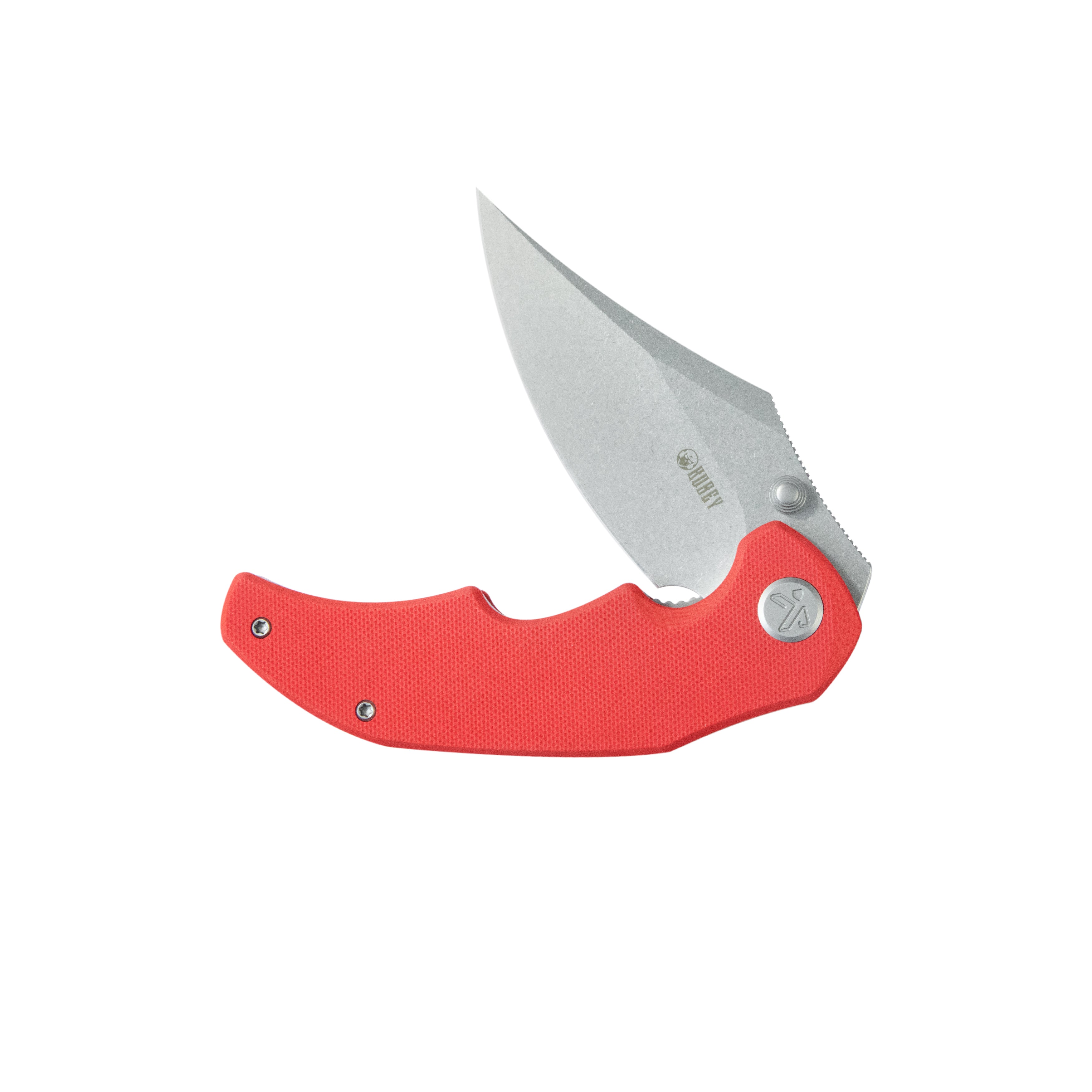 Kubey Ceto Flipper Camping Folding Knife Red G-10 Handle 3.46" Stonewash 14C28N Blade KU181H