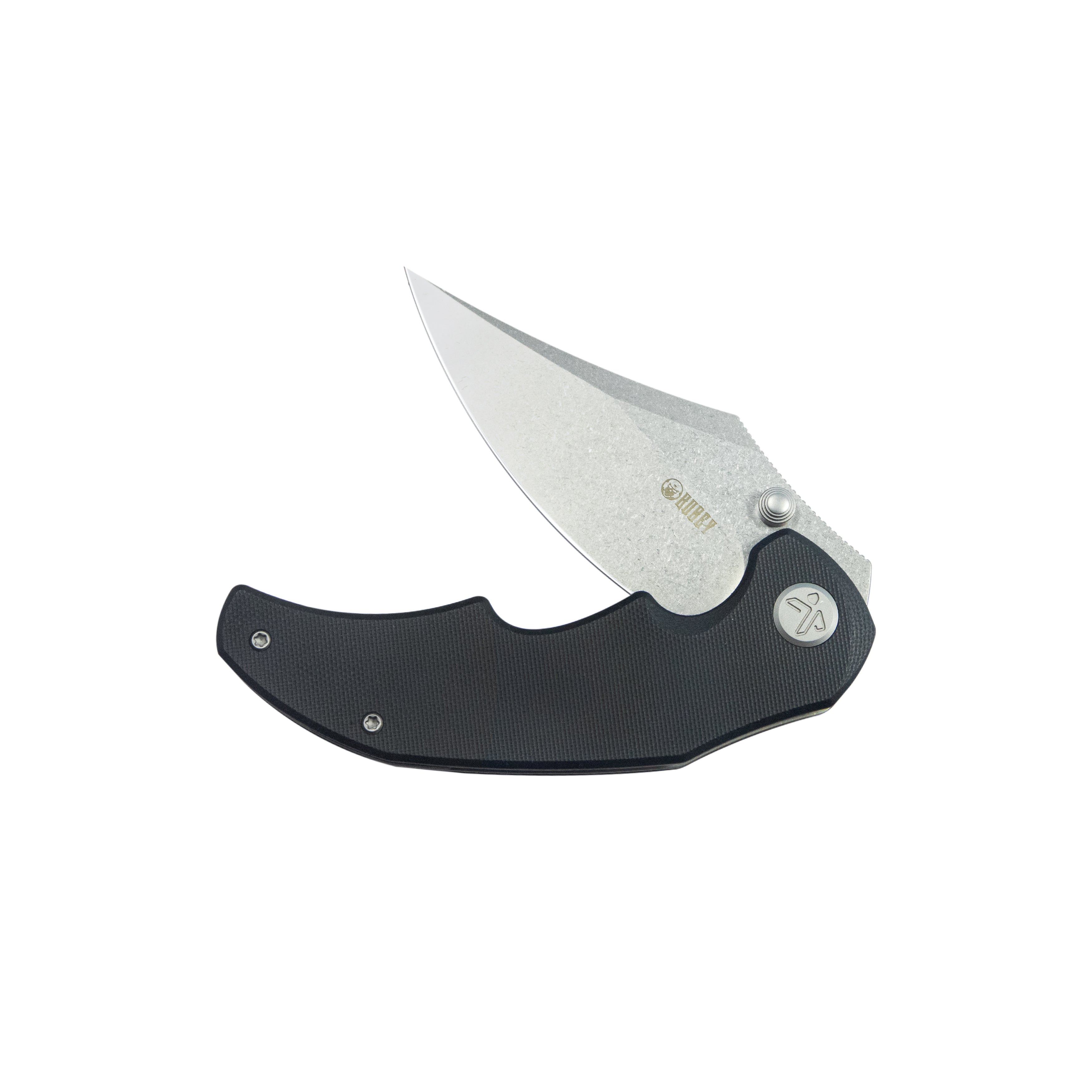 Kubey Ceto Flipper Camping Folding Knife Black G-10 Handle 3.46" Stonewash 14C28N Blade KU181A