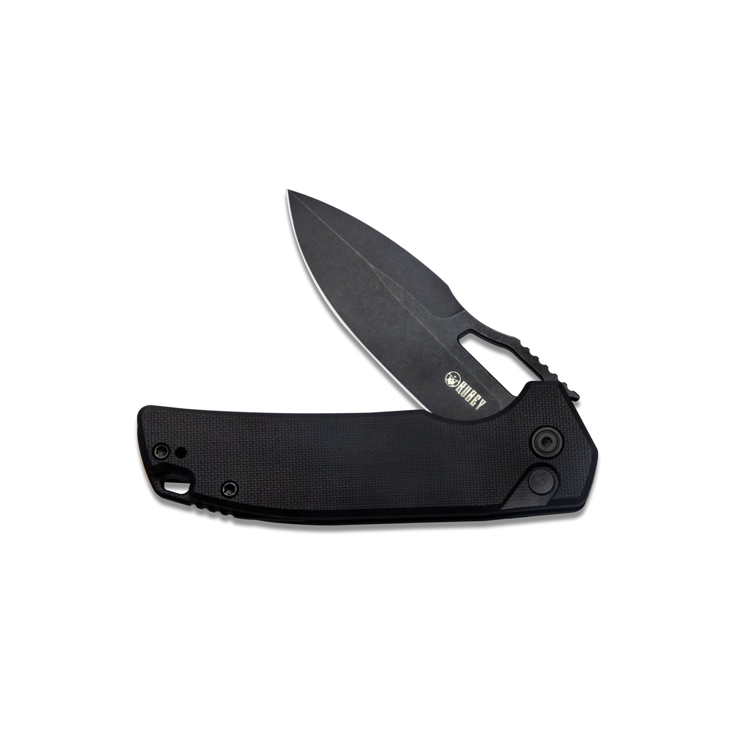 RDF Pocket Knife with Button Lock, Full-Contoured Black G-10 Handle 3.11" Blackwash AUS-10 Blade, Lightweight Folding Knife for EDC KU316A