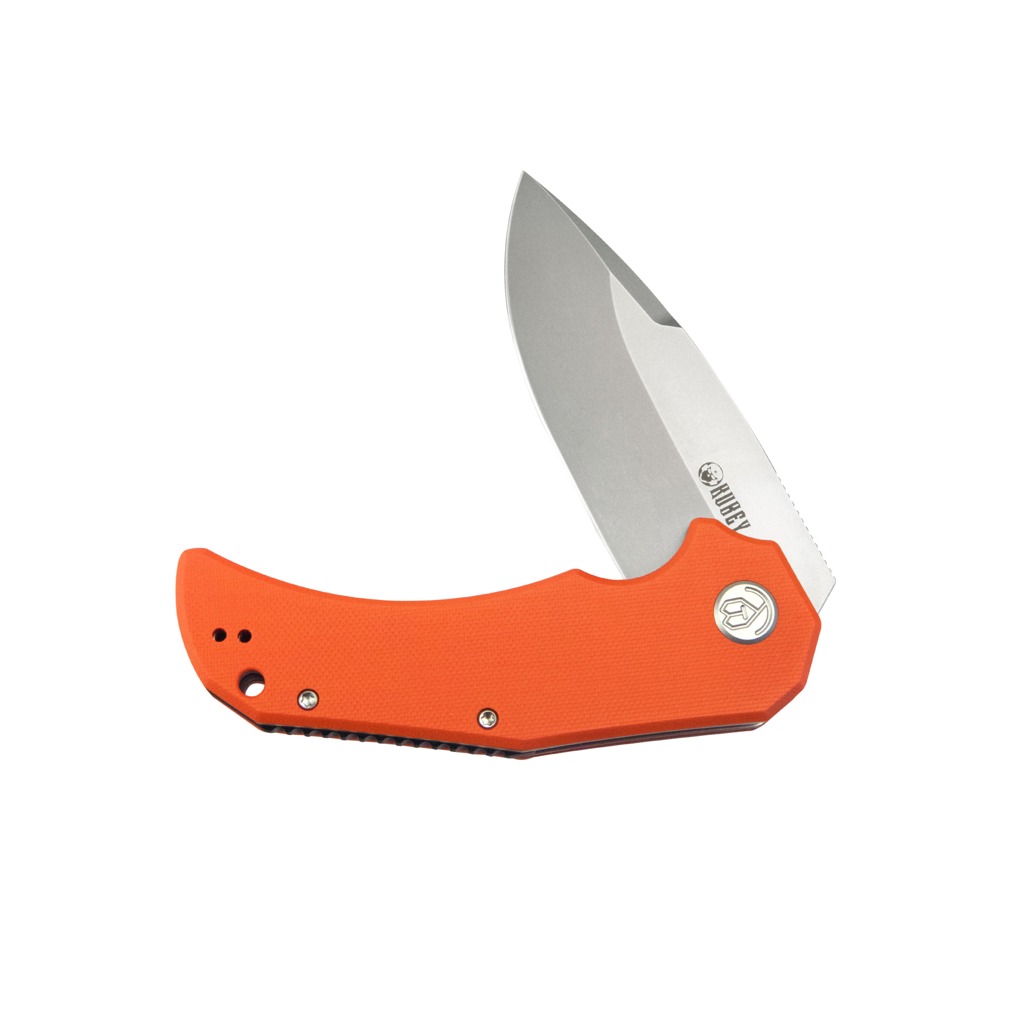 Mikkel Willumsen Design Bravo one Drop Point Outdoor Folding Camping Knife Orange G10 Handle 3.39" Beadblast AUS-10 KU319B
