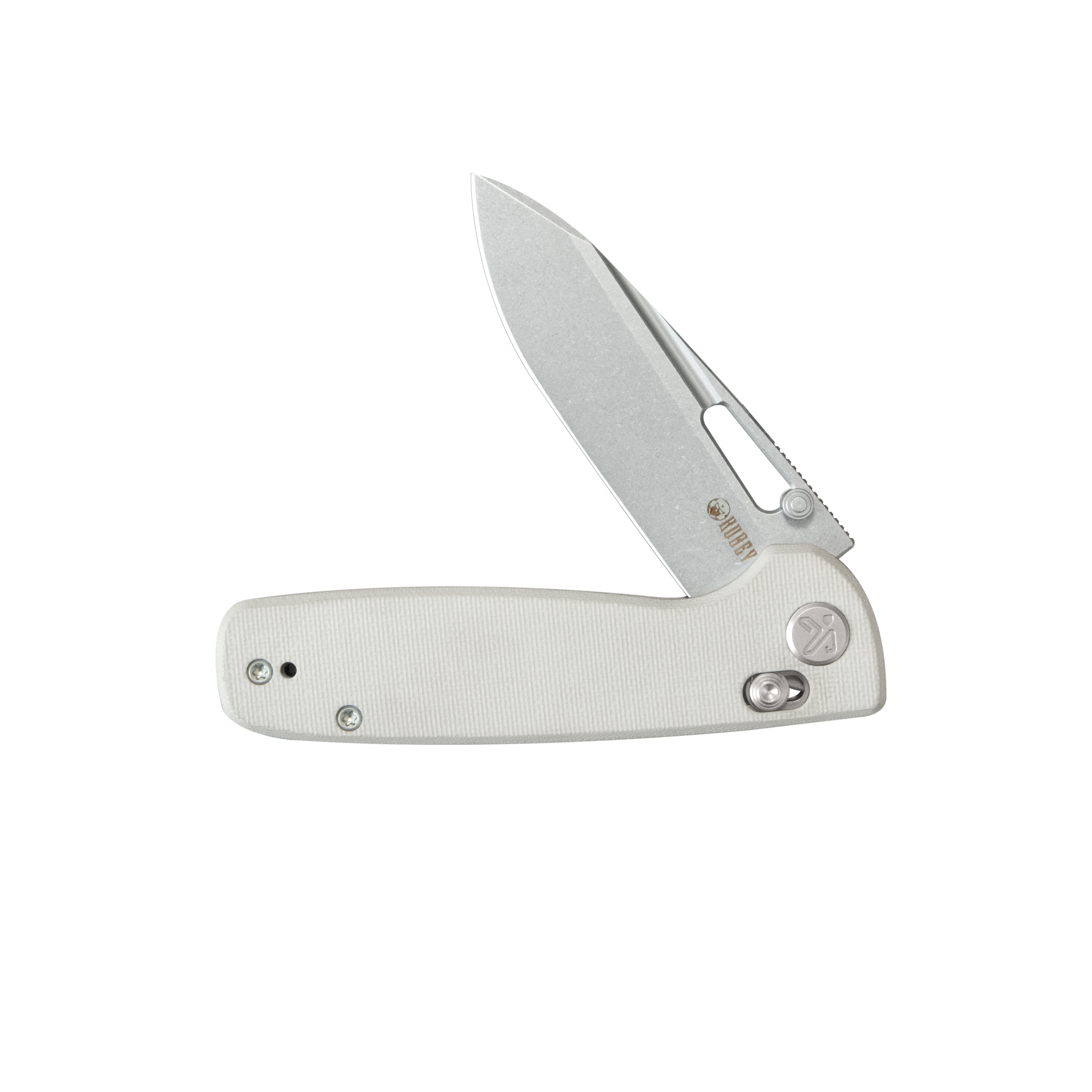 Kubey Bluff Axis lock Everyday Carry Folding Knife White G10 Handle 3.19" Sandblast 14C28N KU248G