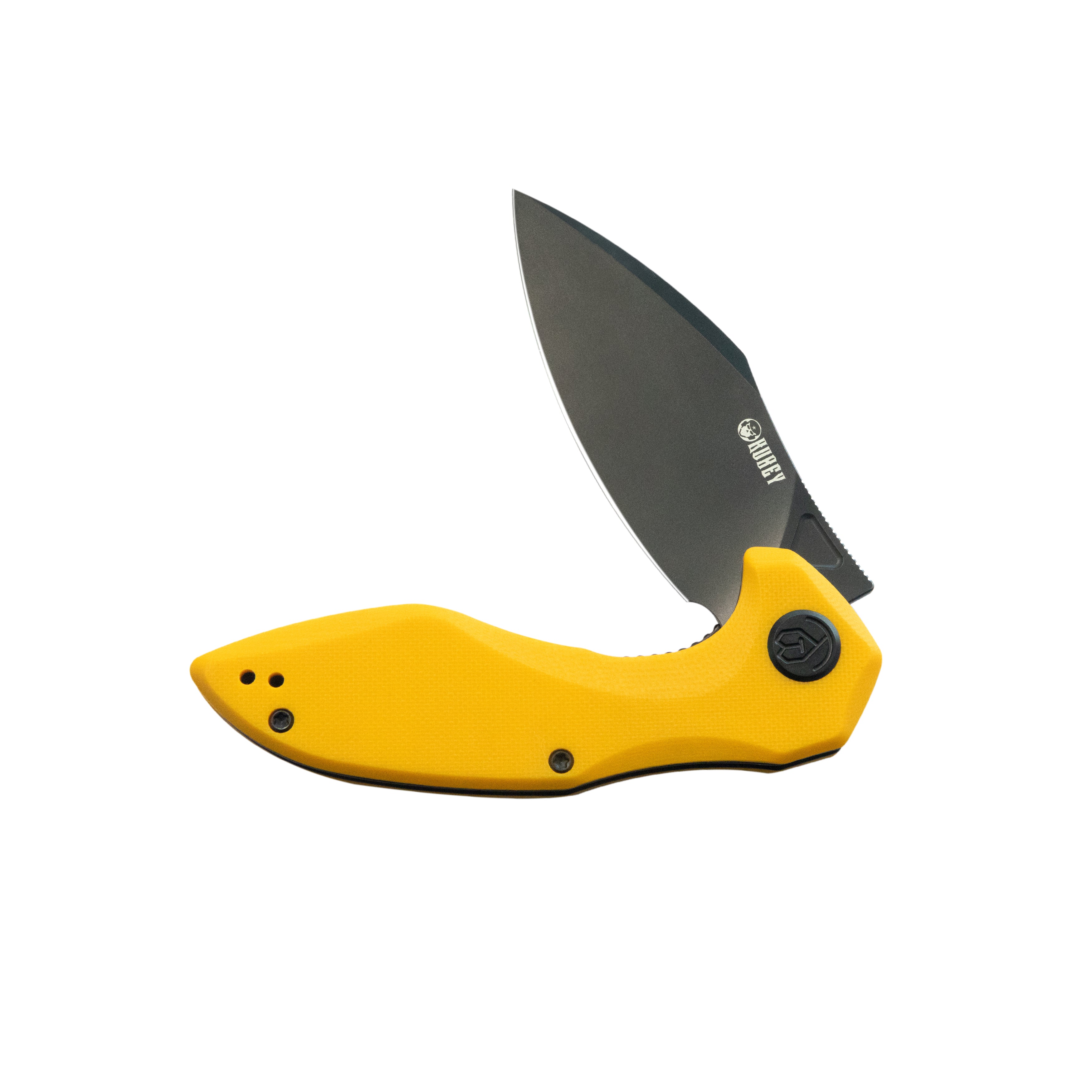 Kubey Noble Flipper Folding Knife Yellow G10 Handle 3.15" Blackwash 14C28N KU236N