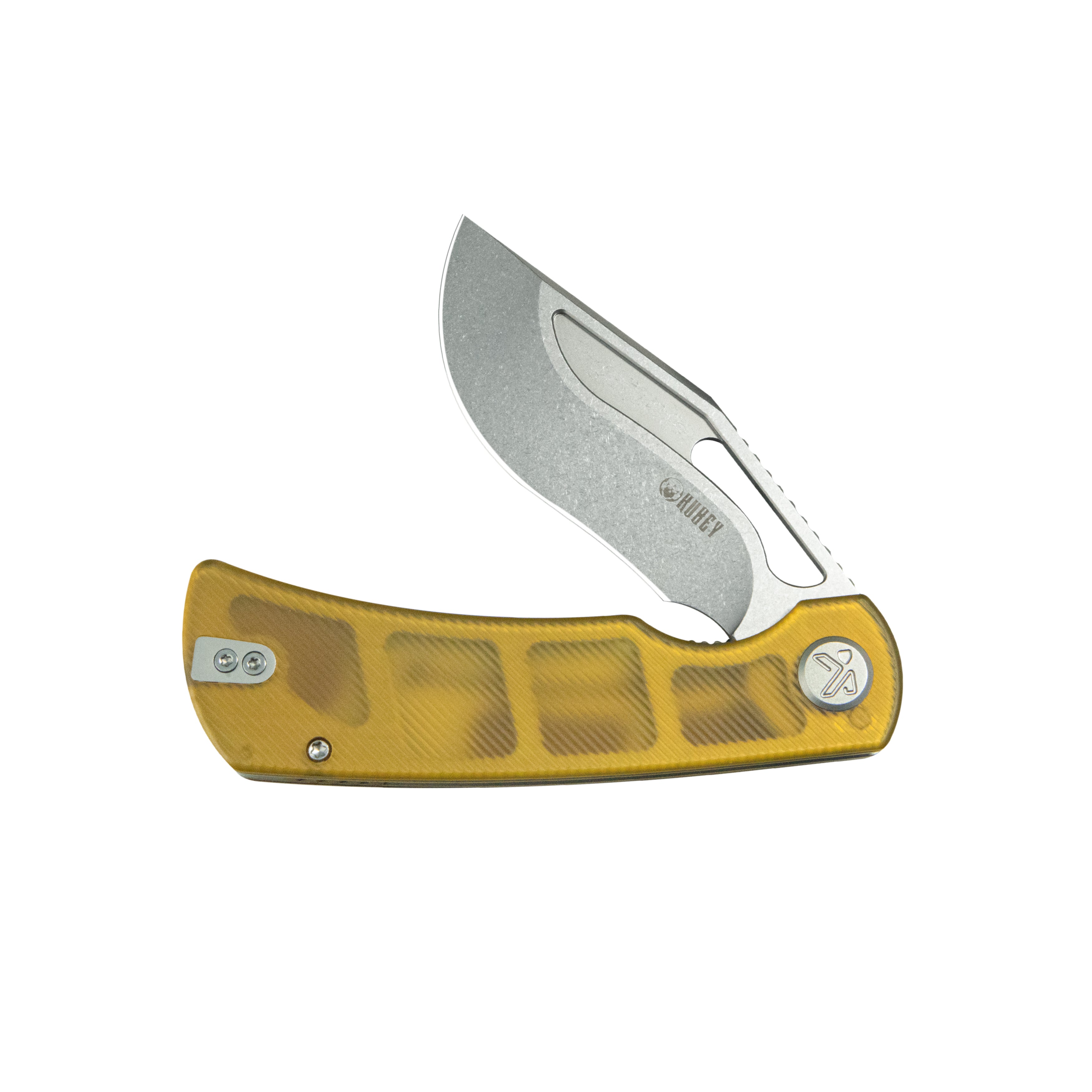 Kubey Gurkha EDC Folding Knife Ultem Handle 3.50" Beadblast Sandvik 14C28N Blade Knife KU397C