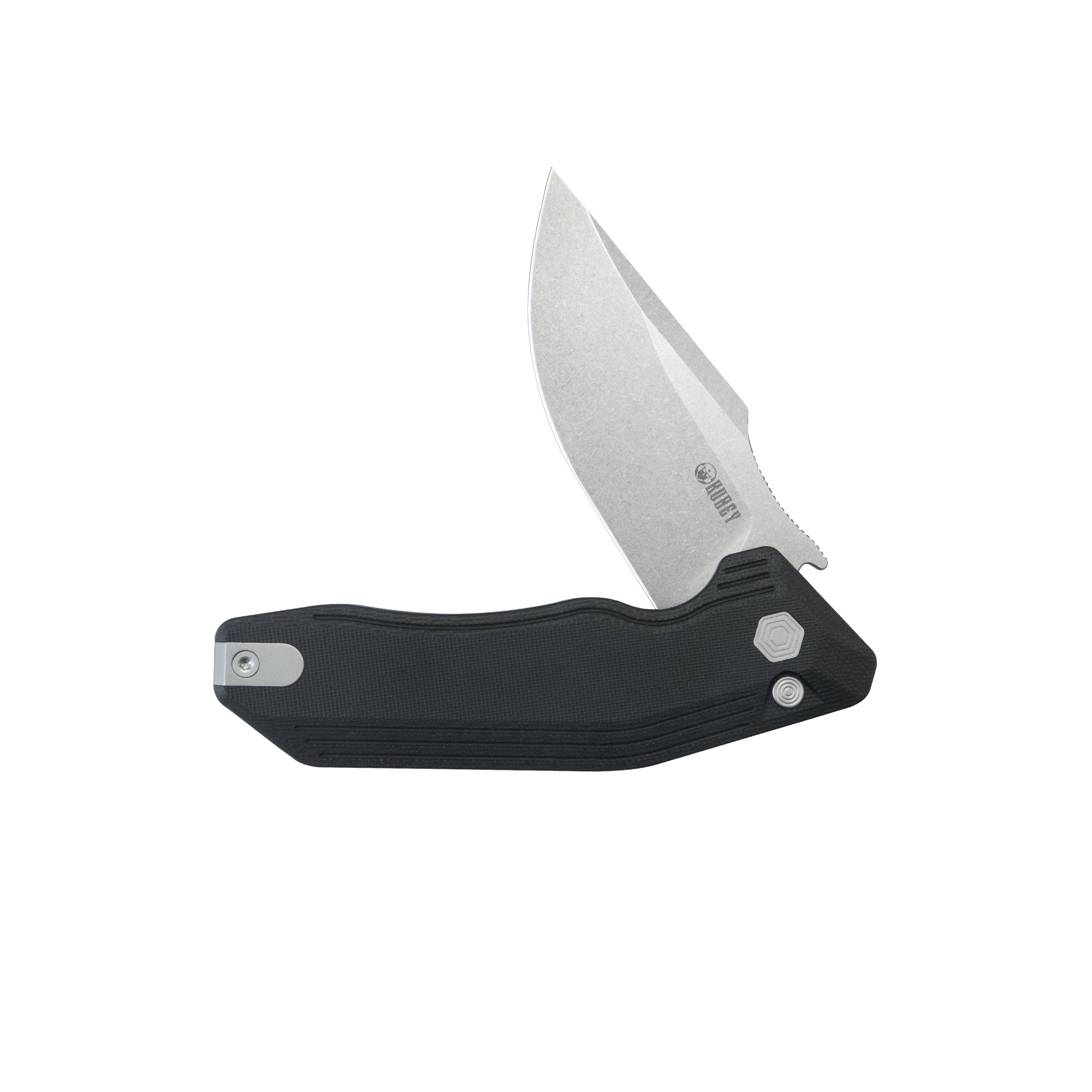 Kubey Basilisk Folding Knife Black G-10 Handle 3.23'' Stonewashed 14C28N Blade KU391A