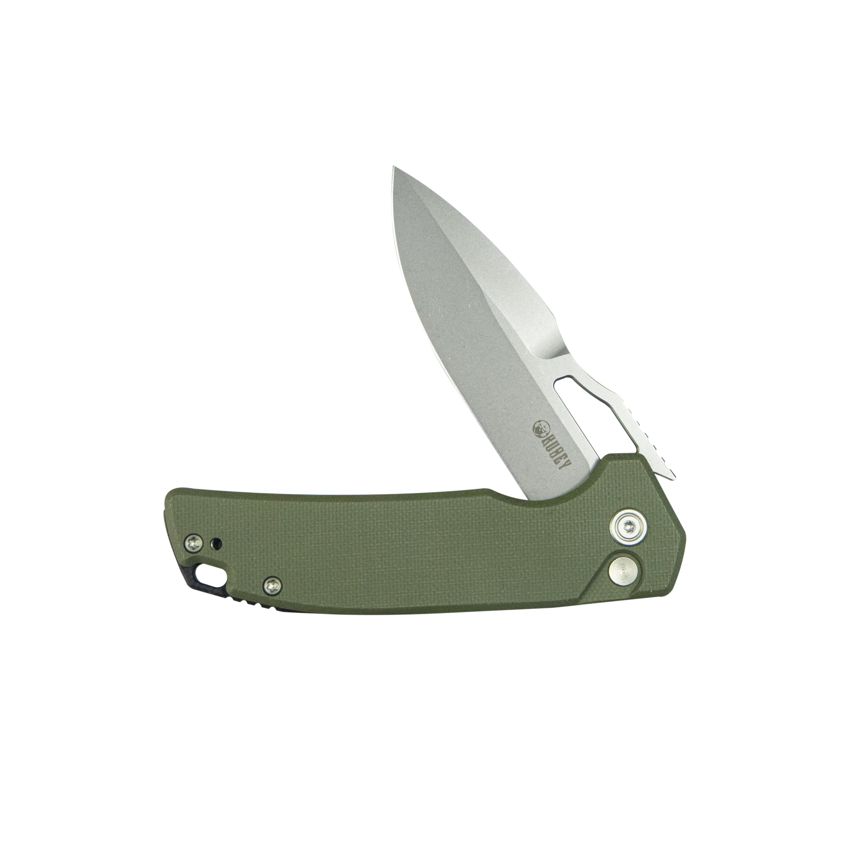 Kubey RDF Pocket Knife Green G-10 Handle 3.11" Bead Blasted 14C28N Blade Knife KU316I