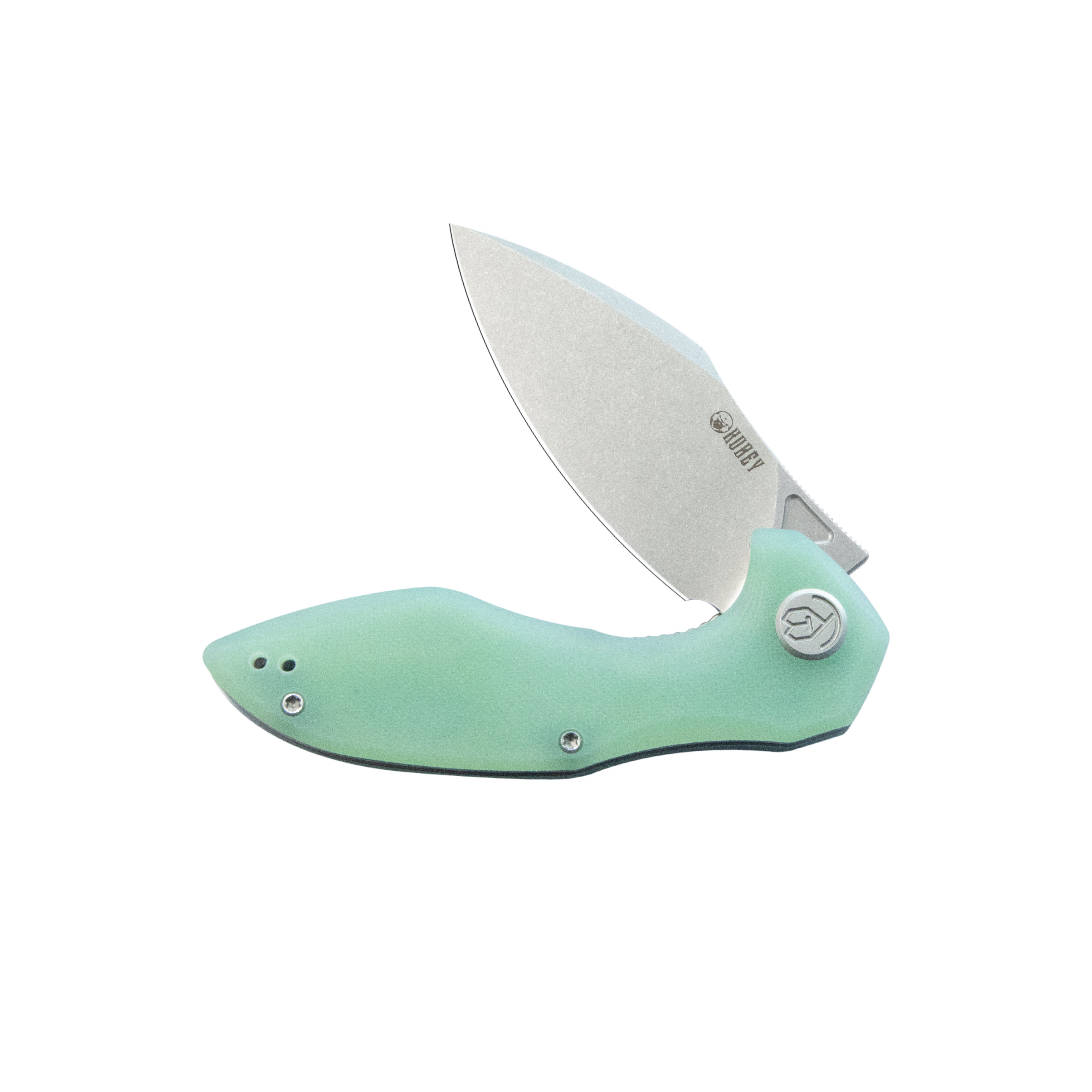 Kubey Noble Flipper Folding Knife Jade G10 Handle 3.15" Beadblast 14C28N KU236M