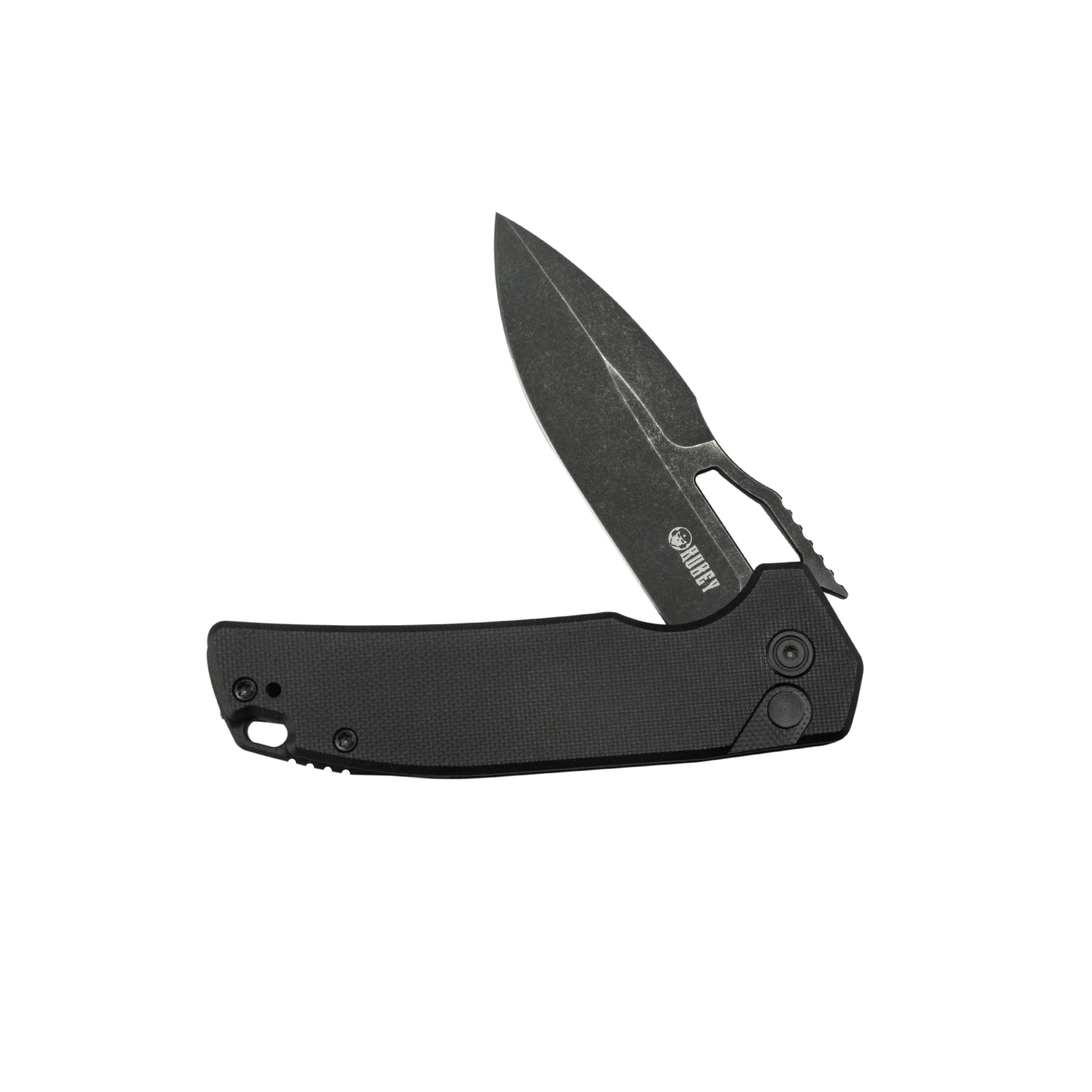 Kubey RDF Pocket Folding Knife Black G-10 Handle 3.11" Blackwash 14C28N Blade Knife KU316G