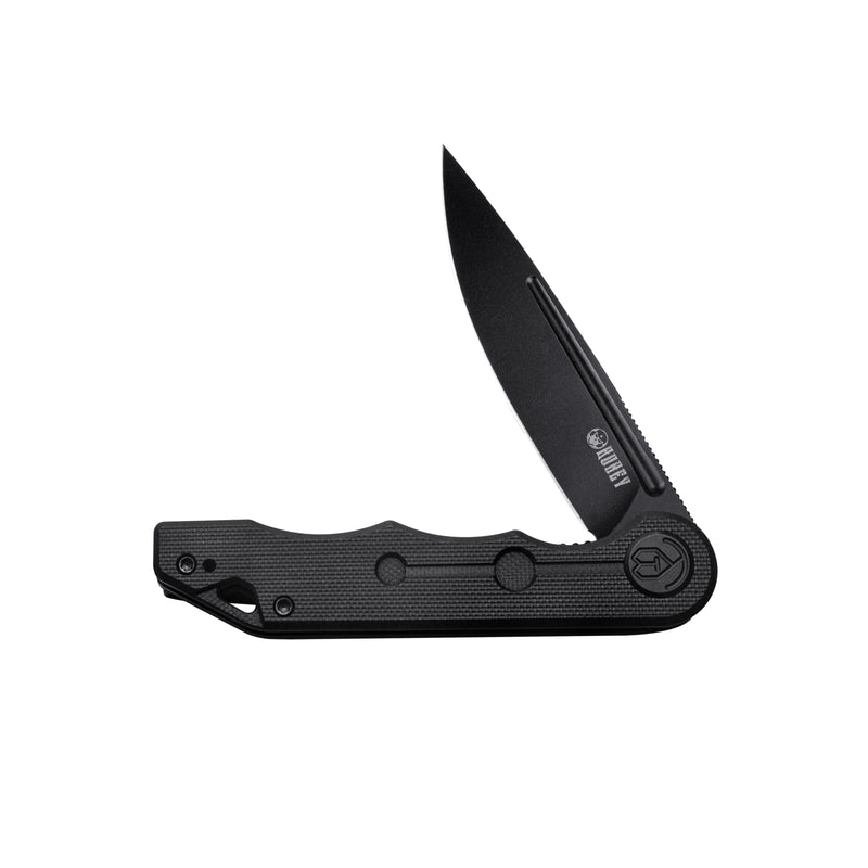 Mizo Liner Lock Flipper Folding Knife Black G10 Handle 3.15" Blackwashed AUS-10 KU312B