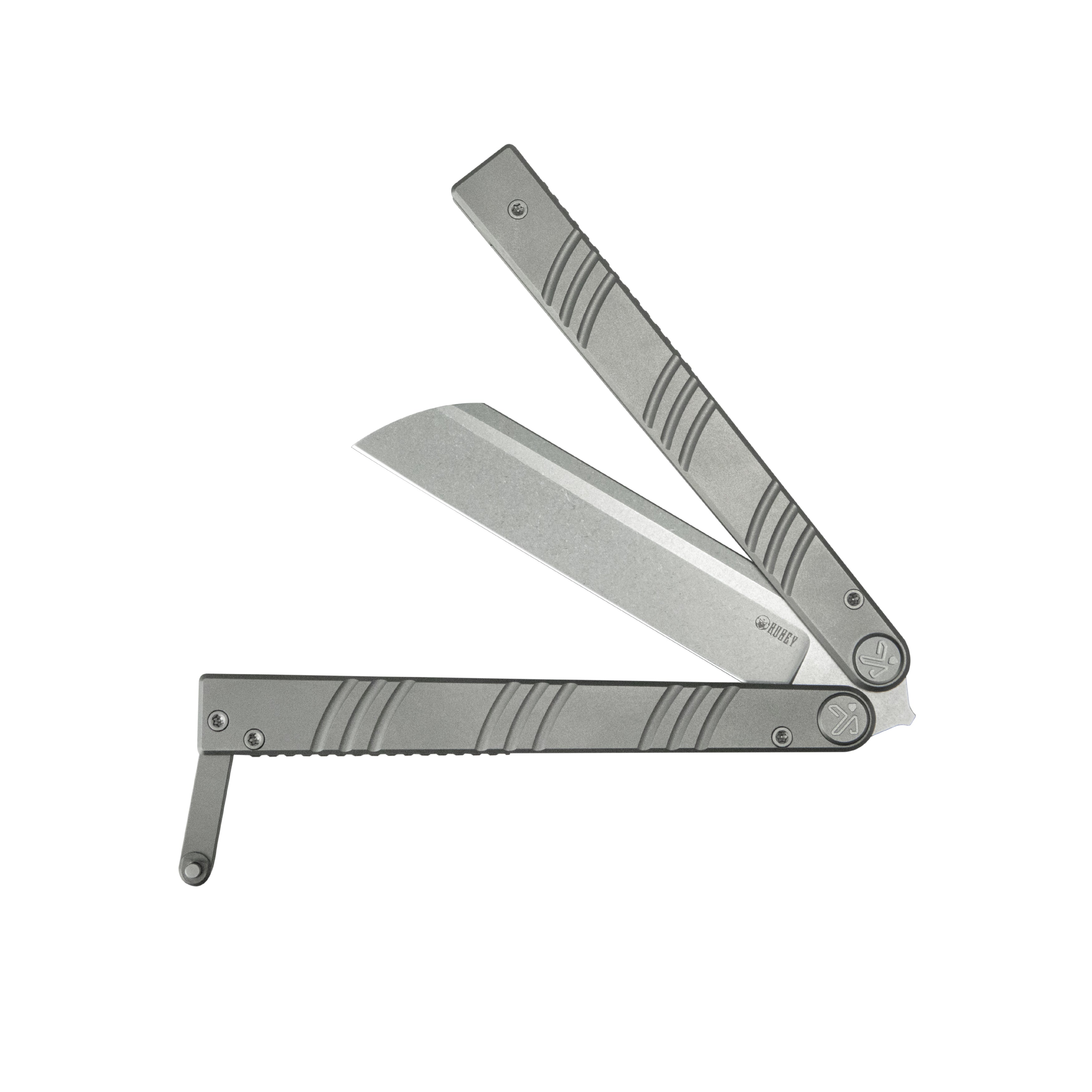 Kubey Ballistic EDC Basilong Sandblast Titanium Handle 4.09" Beadblast Sandvik 14C28N Blade Knife KU297A