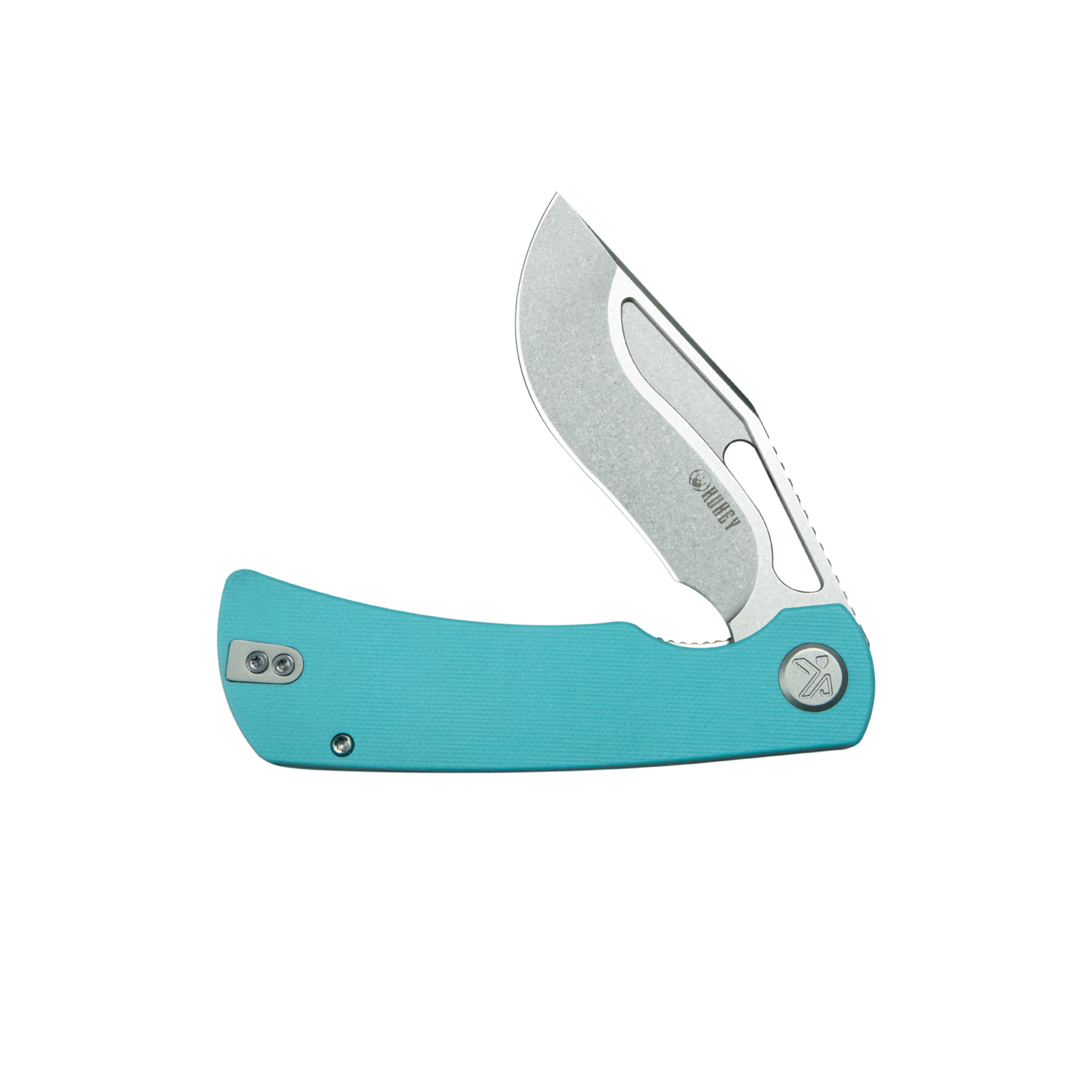 Kubey Gurkha EDC Folding Knife Tiffany Blue G-10 Handle 3.50" Beadblast Sandvik 14C28N Blade Knife KU397B