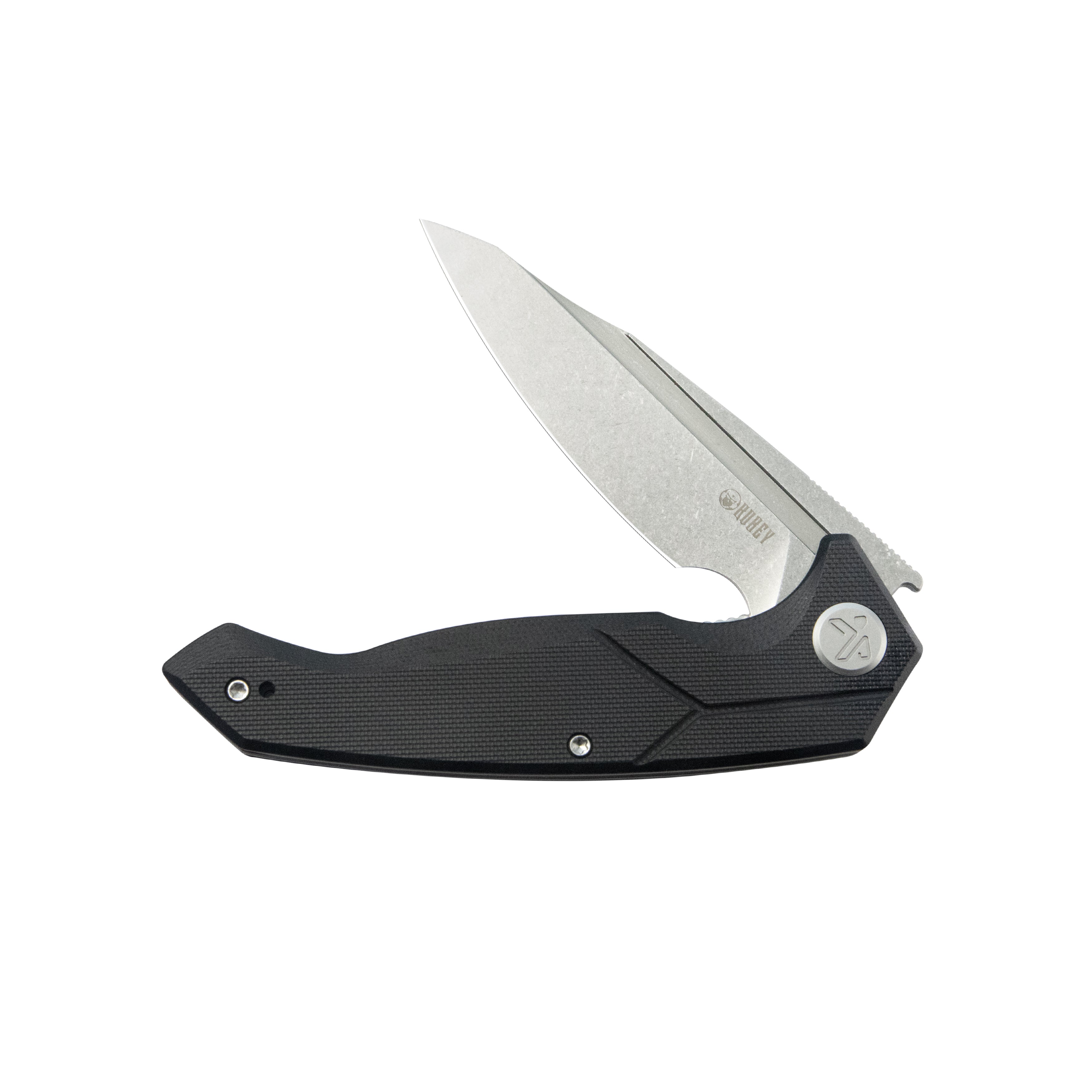 Kubey RBC-1 Outdoor Flipper Knife Black G10 Handle 3.46" Stonewash 14C28N KU373A