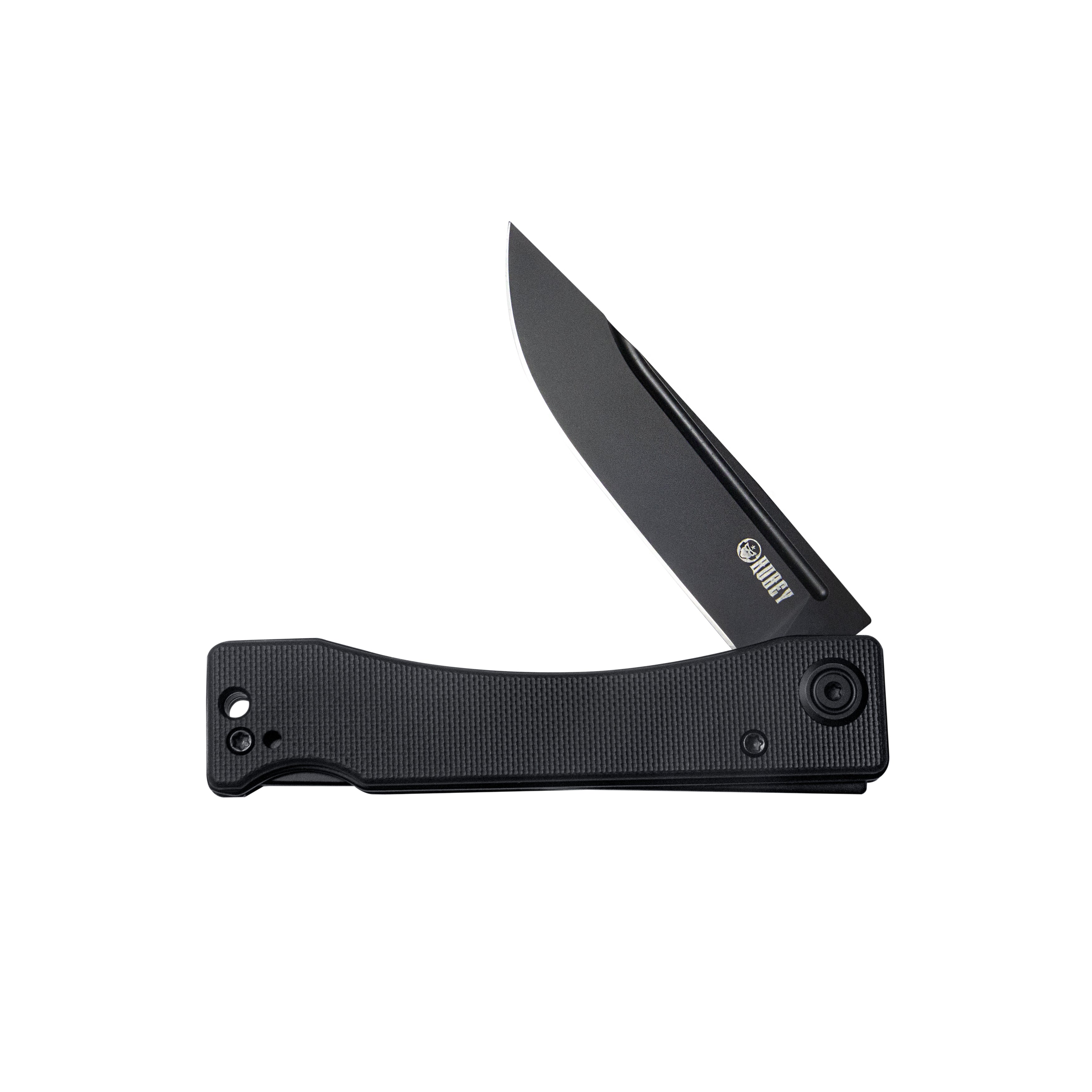Kubey Akino Lockback Pocket Folding Knife Black G10 Handle 3.15" Blackwashed Sandvik 14C28N KU2102D