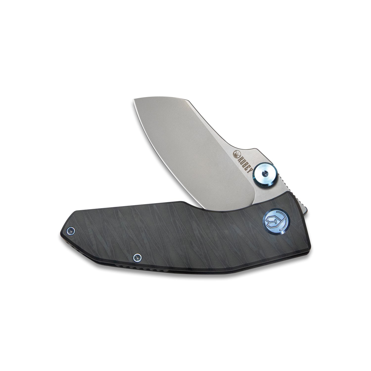 Kubey Monsterdog Frame Lock Dual Thumb Studs Folding Knife Titanium Handle 2.95" Bead Blasted M390 KB285D