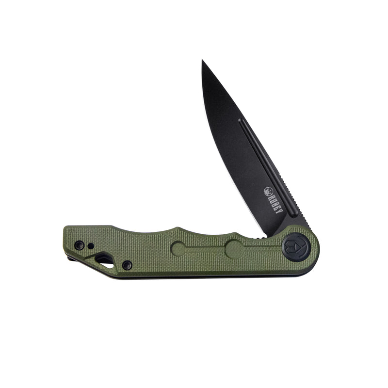 Mizo Liner Lock Flipper Folding Knife Green G10 Handle 3.15" Blackwashed AUS-10 KU312D