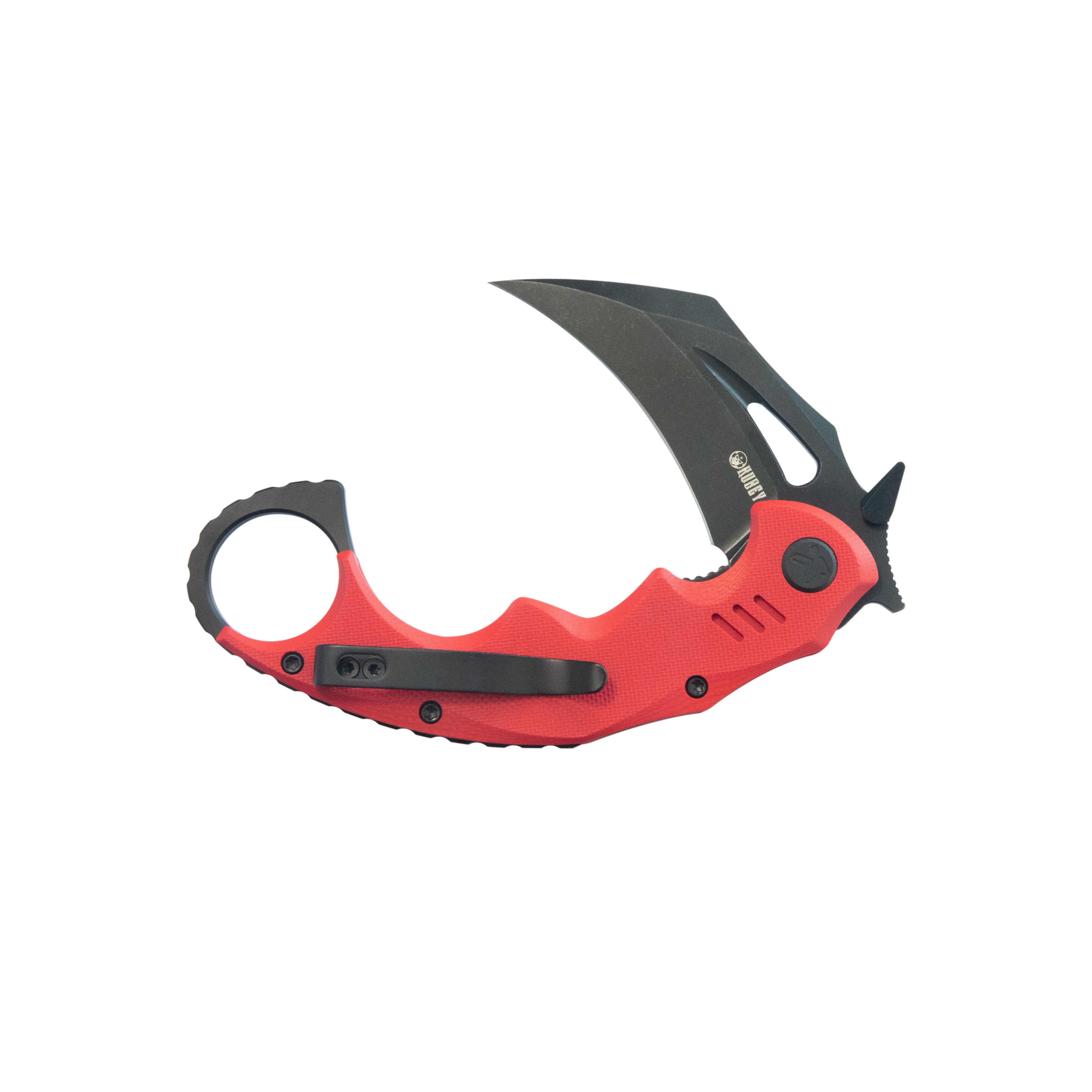 Kubey Mini Wrath Karambit Folding Knife Red G-10 Handle 2.44" Blackwash 14C28N Blade KU262H