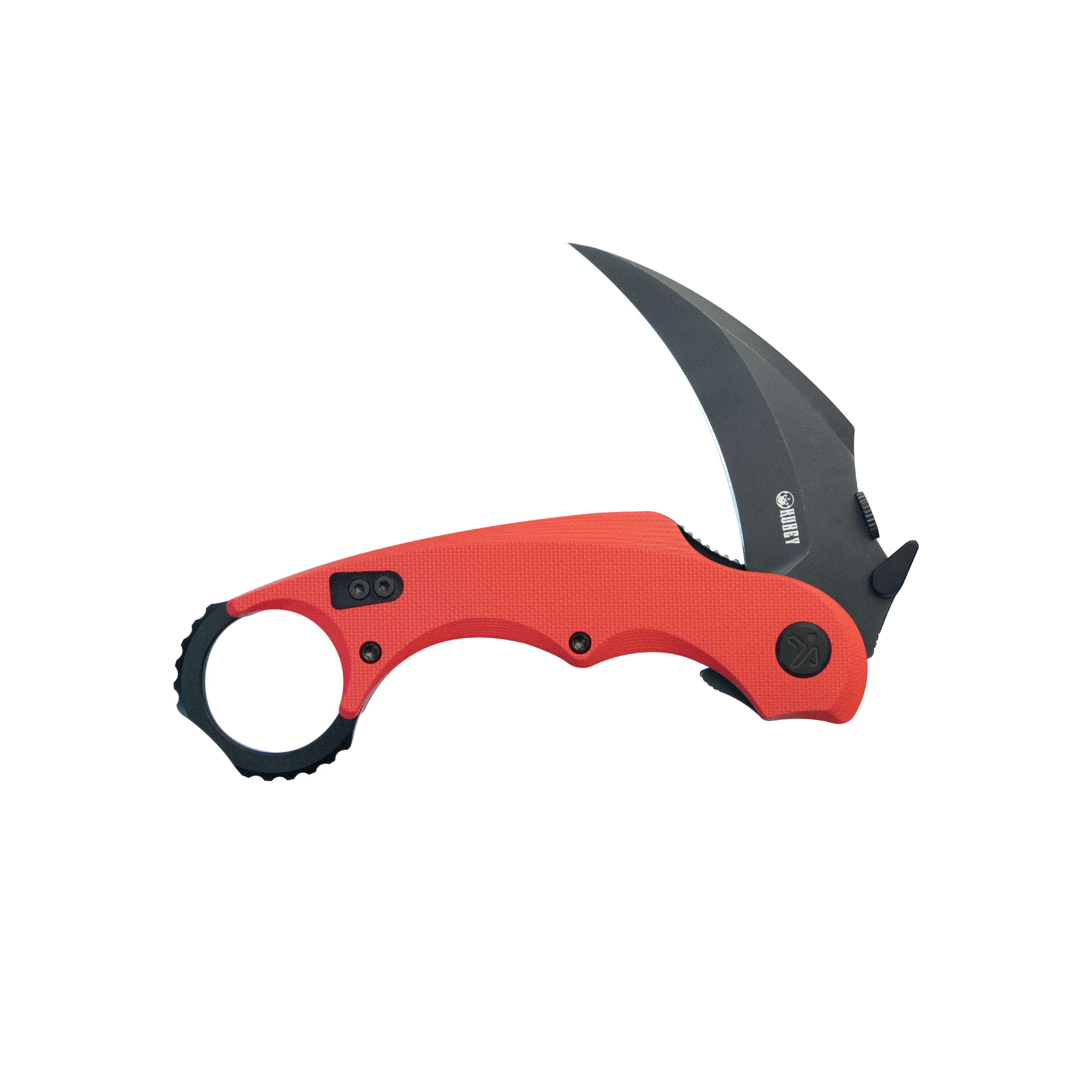 Kubey Rogue Pikal Karambit Folding Knife Red G10 Handle 2.91" Blackwash 14C28N Blade KU298F