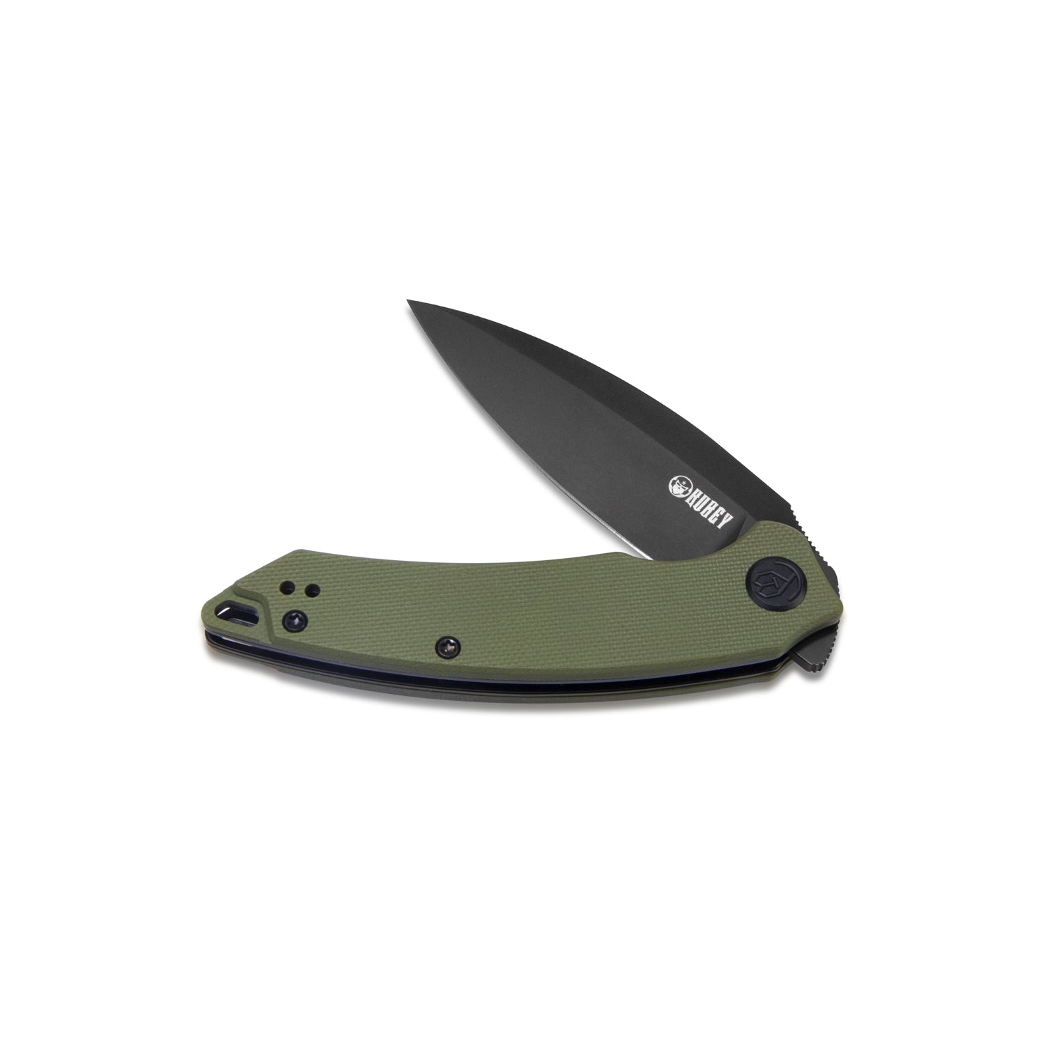 Leaf Liner Lock Front Flipper Folding Knife Green G10 Handle 2.99" Black Stonewashed AUS-10 KU333C