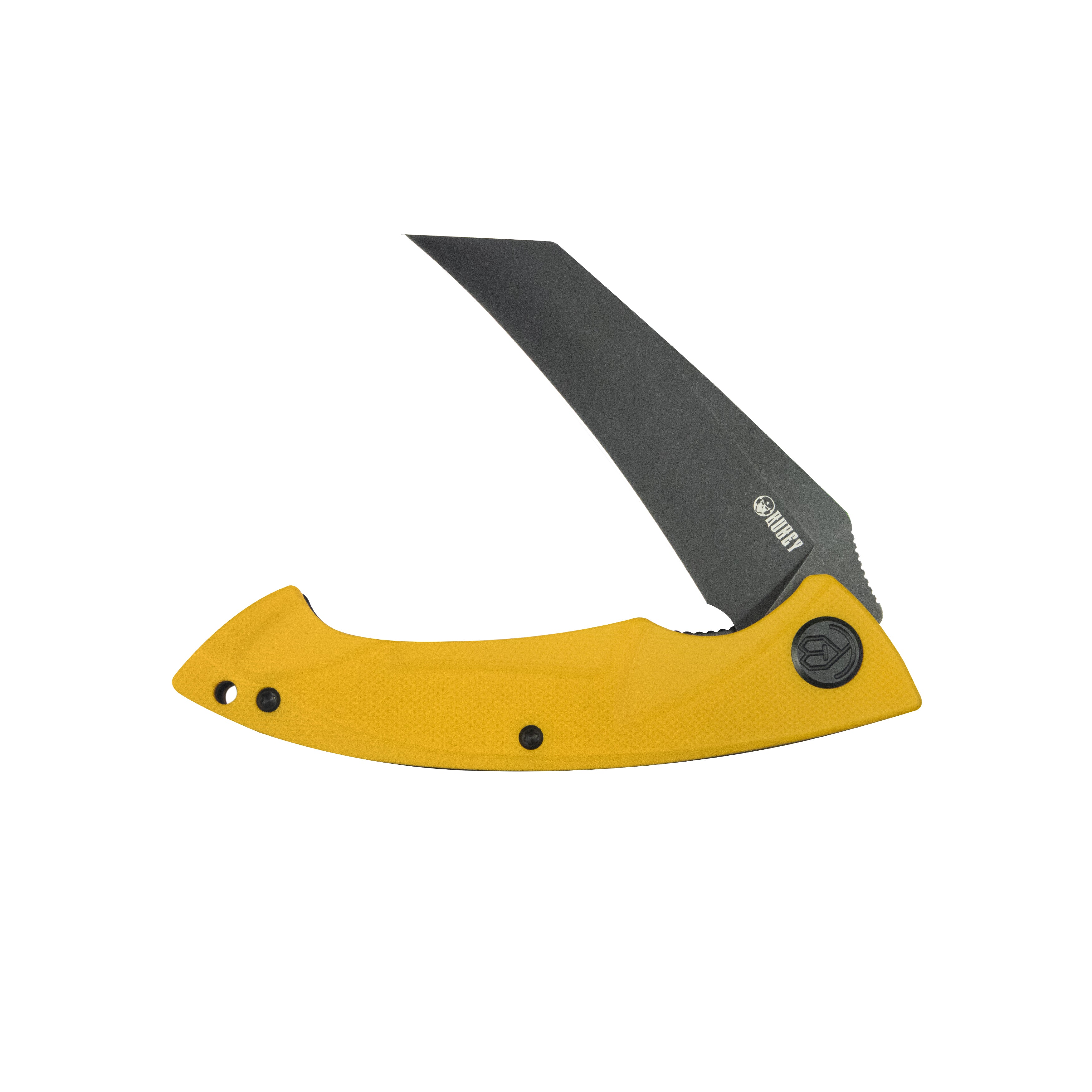 Kubey Anteater Liner Lock Folding Knife Yellow G10 Handle 3.42" Blackwash 14C28N KU212E