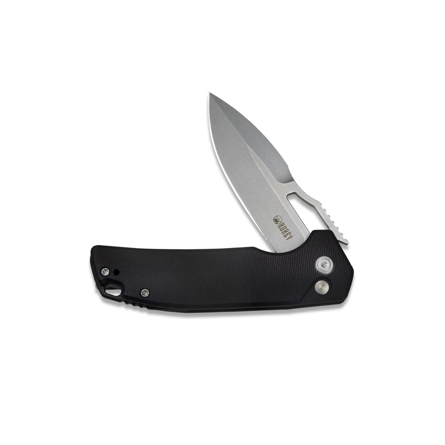 RDF Pocket Knife with Button Lock, Full-Contoured Black G-10 Handle 3.11" Bead Blasted AUS-10 Blade, Lightweight Folding Knife for EDC KU316E