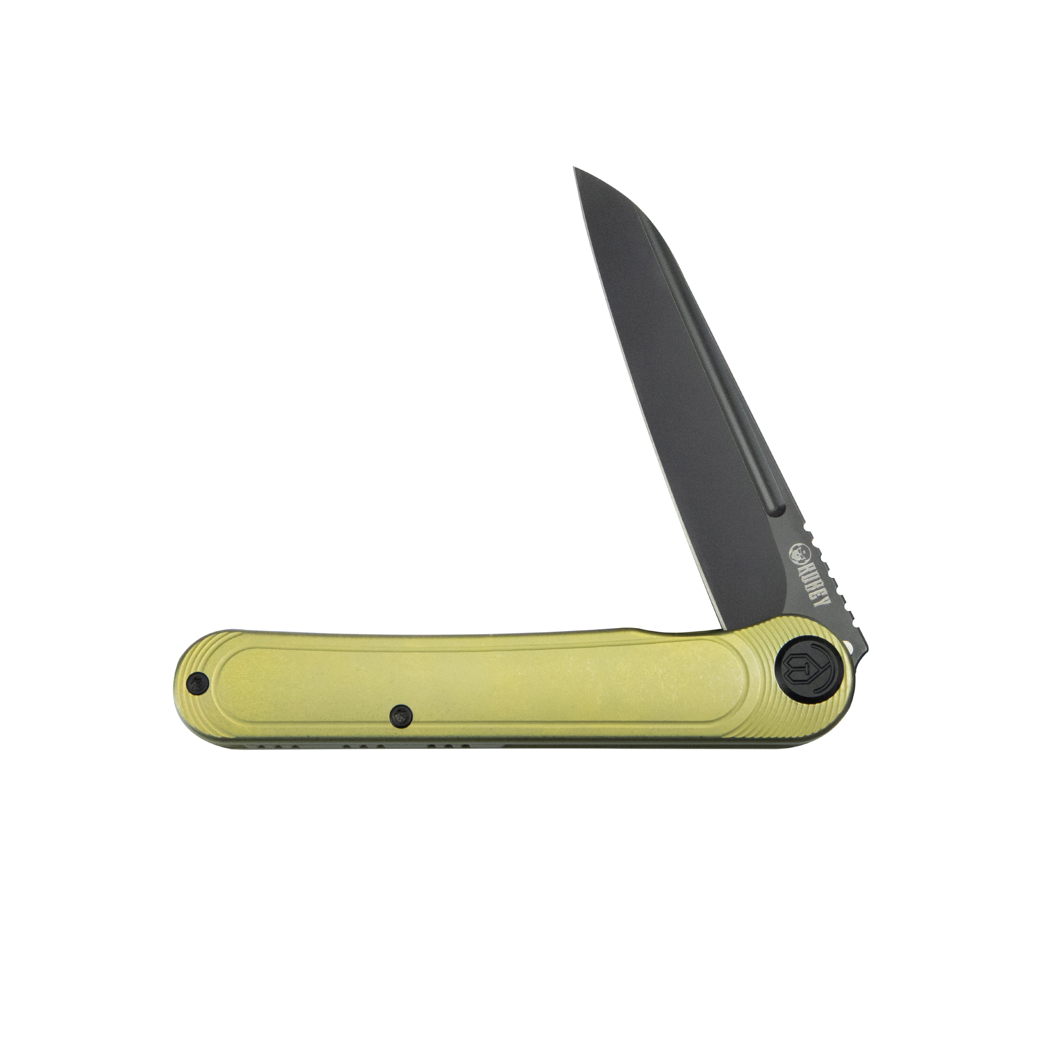 Dandy Frame Lock Gentlemans Pocket Folding Knife Anodized Gold Ti Handle 3.94" Blackwash S90V KB247E