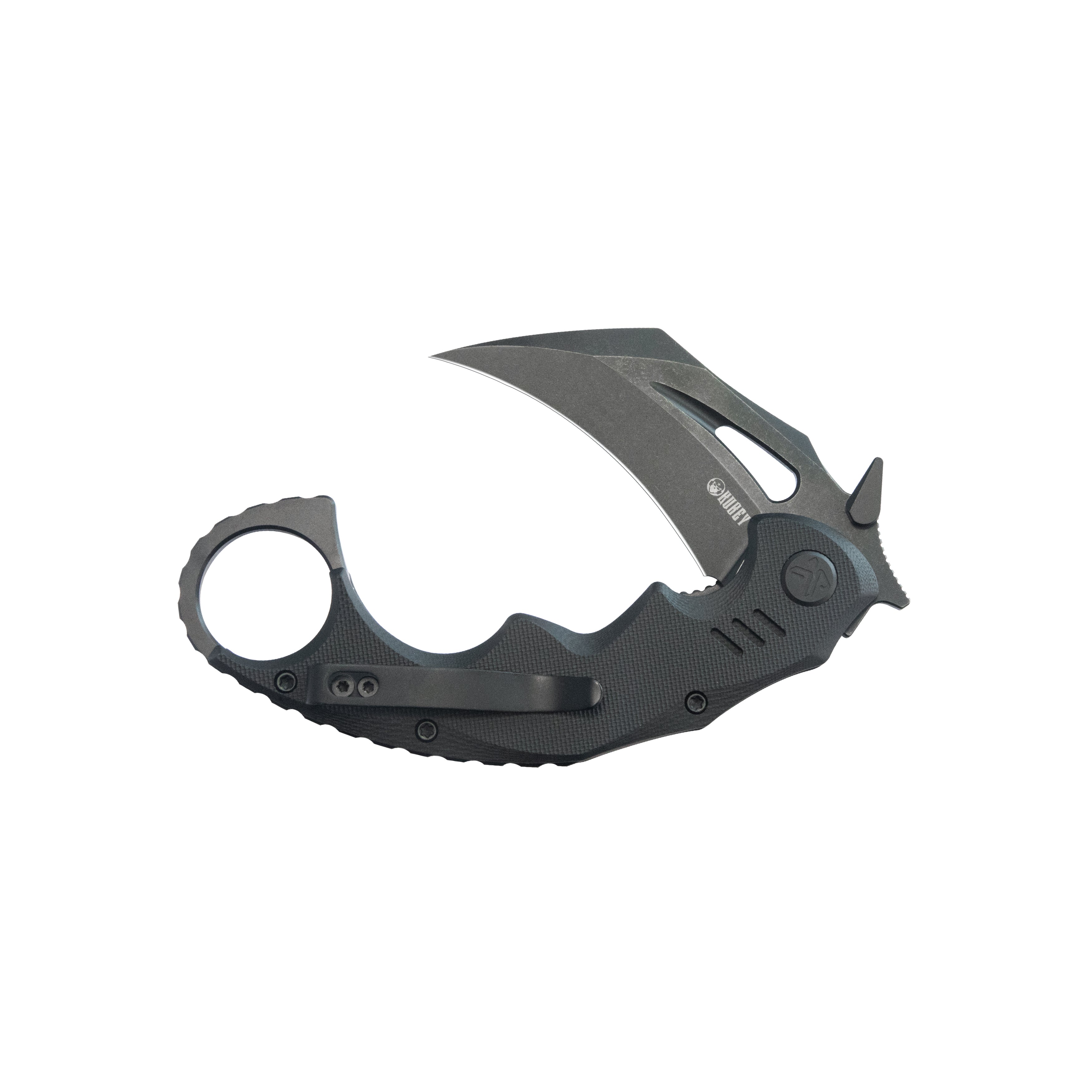 Kubey Mini Wrath Karambit Folding Knife Black G-10 Handle 2.44" Blackwash 14C28N Blade KU262E