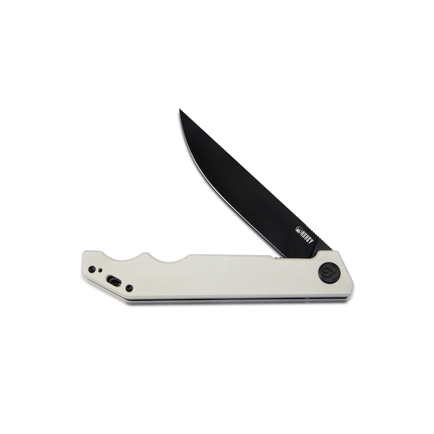 Kubey Pylades Liner Lock Flipper Folding Knife Ivory G10 Handle 4.65" Blackwashed AUS-10 KU253D