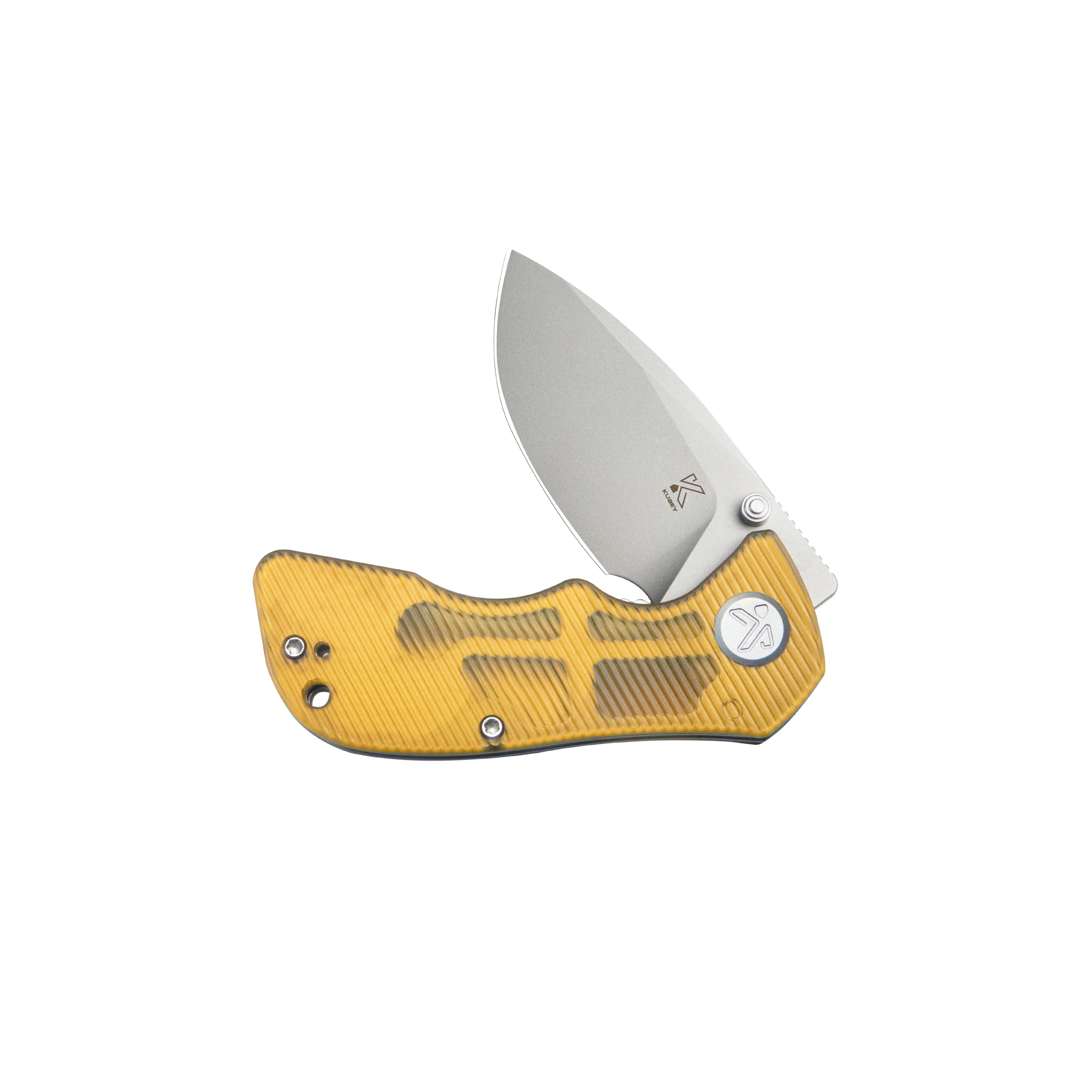 Kubey Karaji Liner Lock Dual Thumb Studs Open Folding Pocket Knife Ultem Handle 2.56" Beadblast 14C28N KU180H