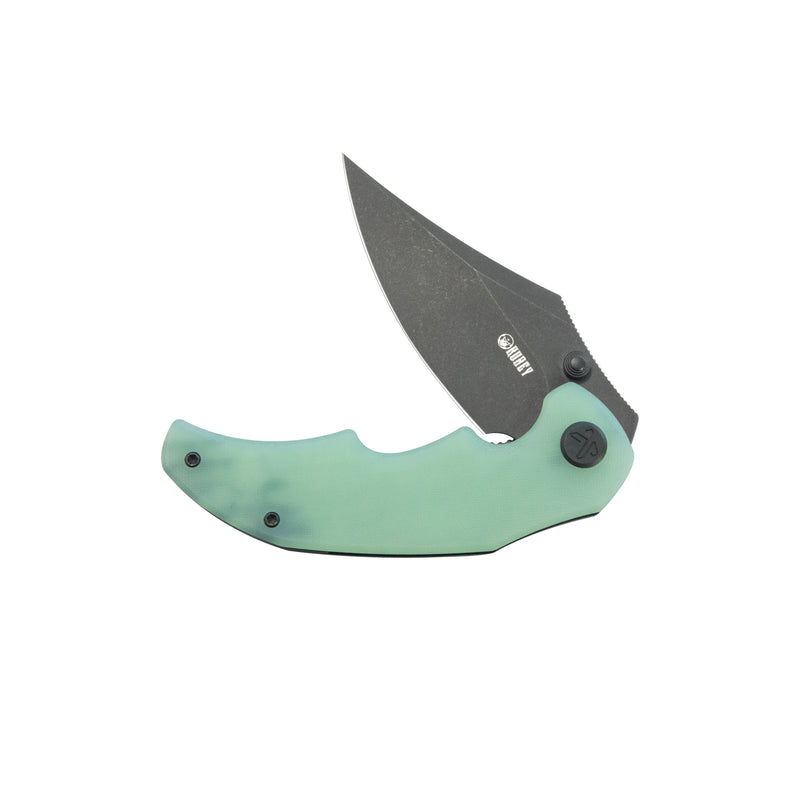 Ceto Flipper Camping Folding Knife Jade G-10 Handle 3.46" Blackwash 14C28N Blade KU181F