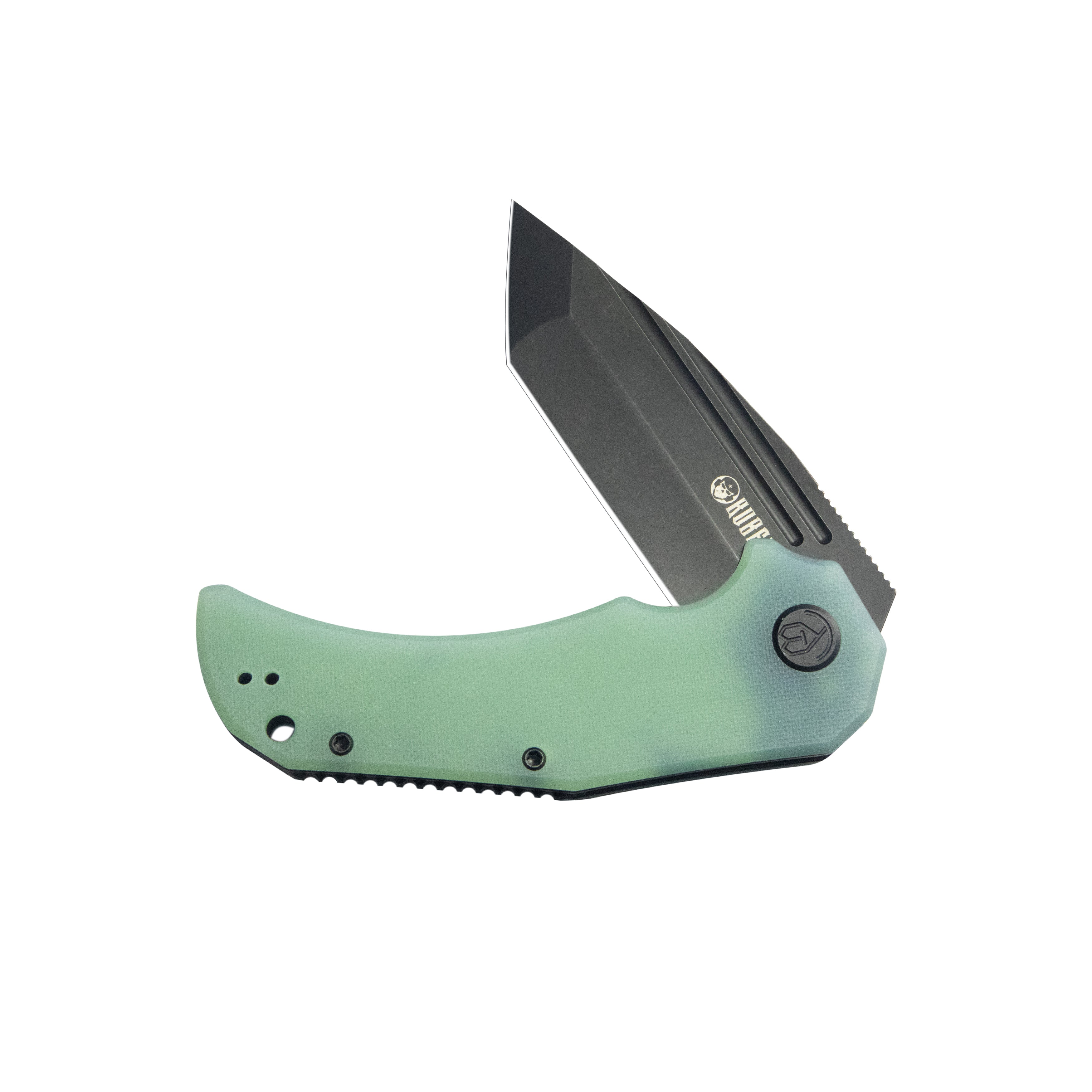 Mikkel Willumsen Design Bravo one Tanto Outdoor Folding Camping Knife Jade G10 Handle 3.39" Blackwash AUS-10 KU318G