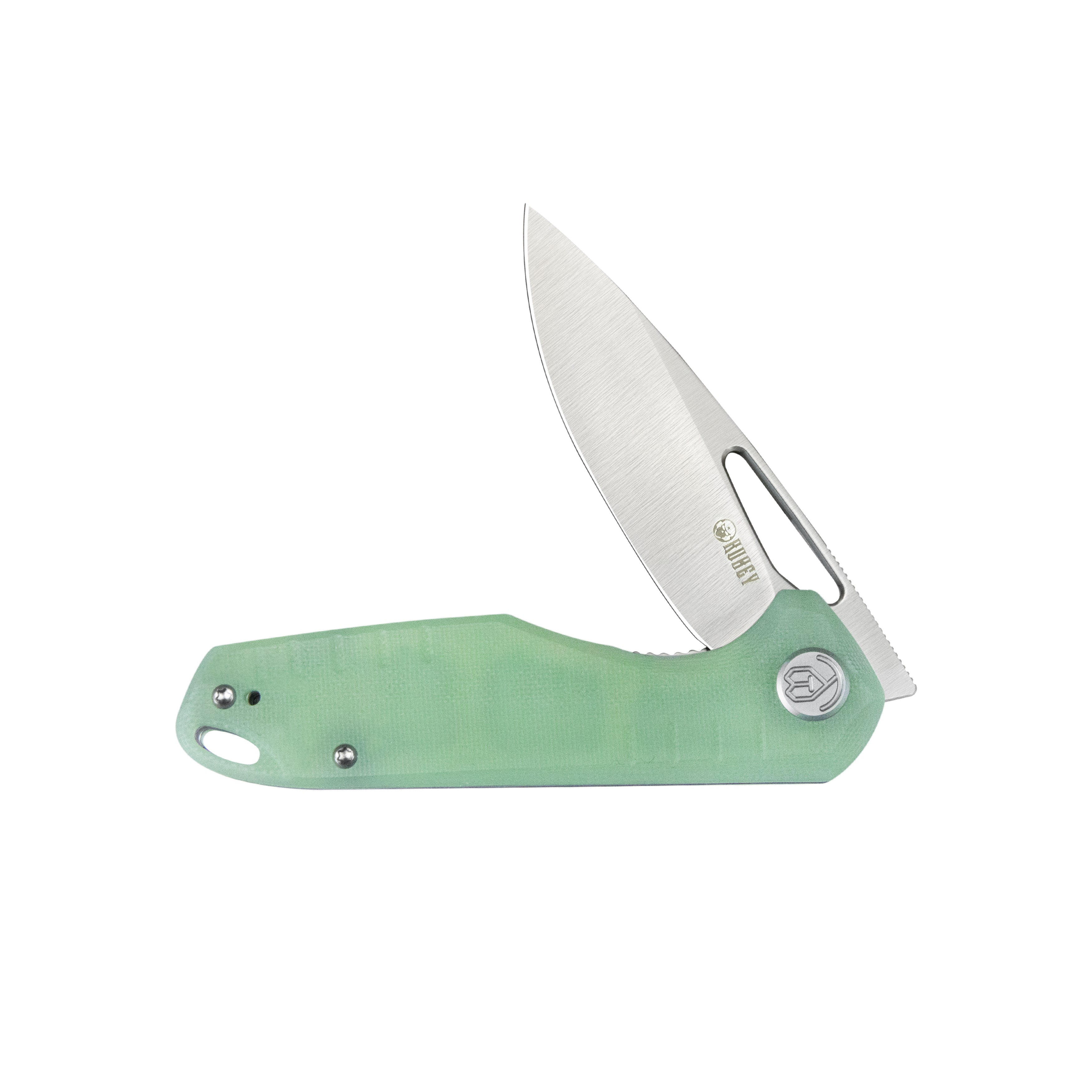 Doris Liner Lock Front Flipper Folding Knife Jade G10 Handle 3.27" Satin Finish 14C28N KU324F