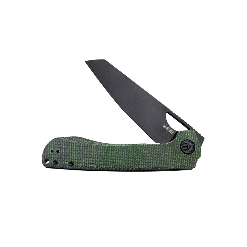 Elang Liner Lock Folding Knife Green Micarta Handle 3.94" Blackwashed Sheepsfoot AUS-10 KU365F
