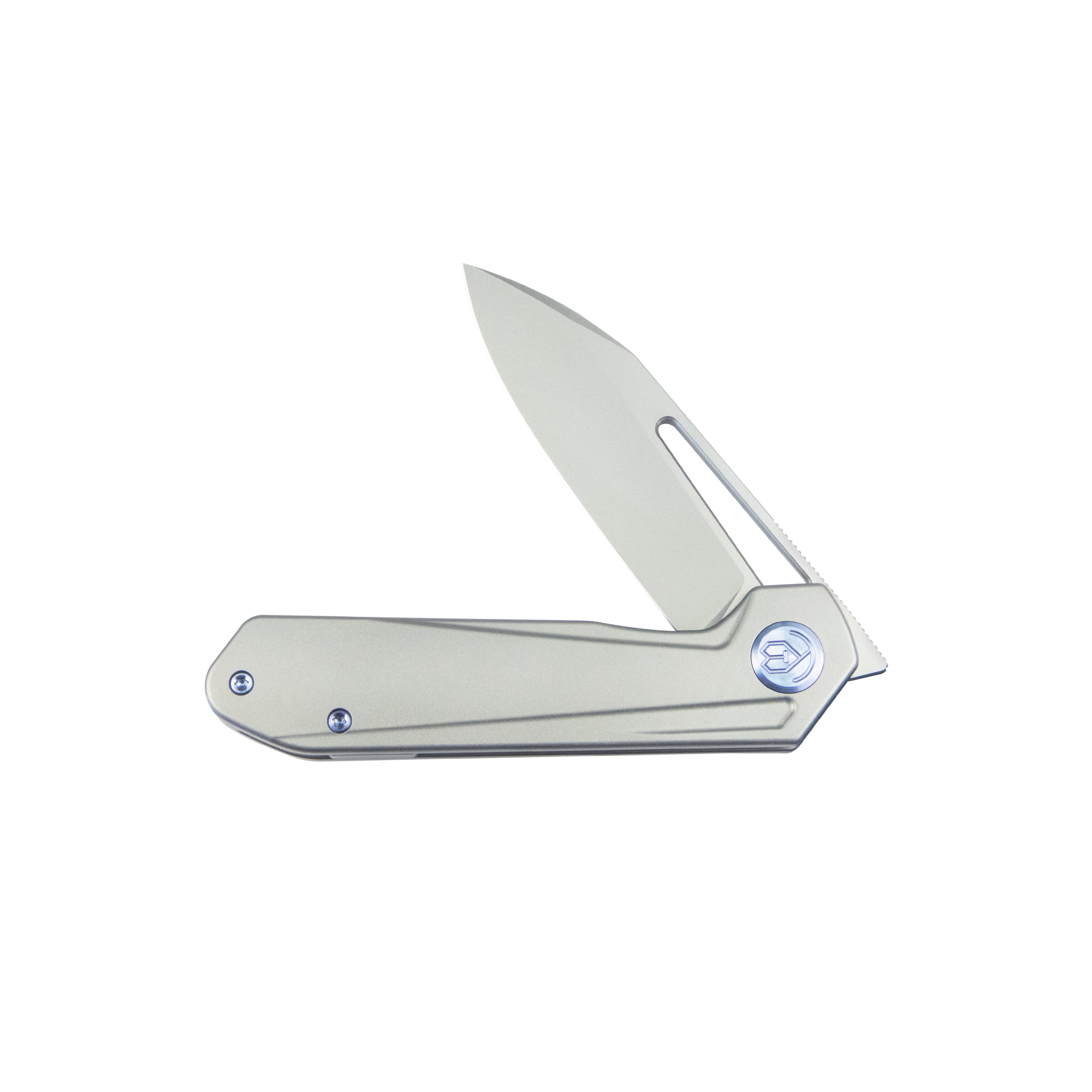 Kubey Royal Frame Lock EDC Pocket Knife Front Flipper Gray 6AL4V Titanium Handle 2.99" Sandblast Bohler M390 KB321I