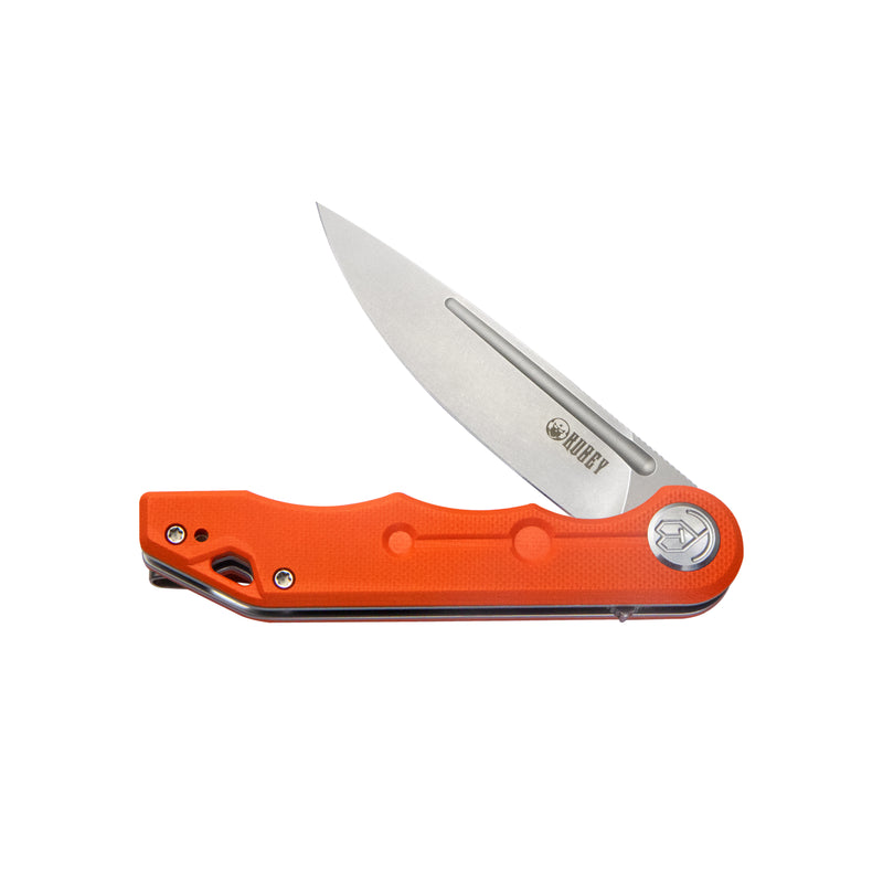 Mizo Liner Lock Flipper Folding Knife Orange G10 Handle 3.15" Bead Blast AUS-10 KU312I